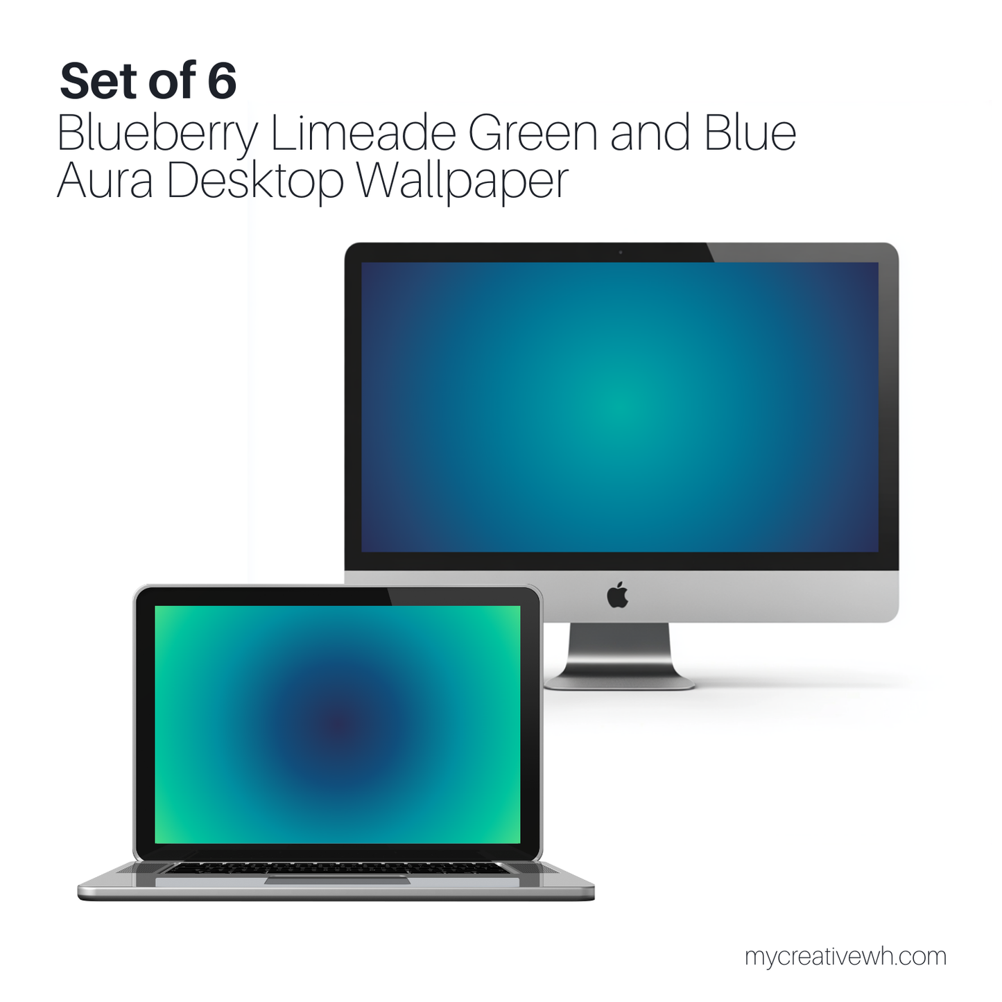 Blueberry Limeade Green and Blue Aura Desktop Wallpaper