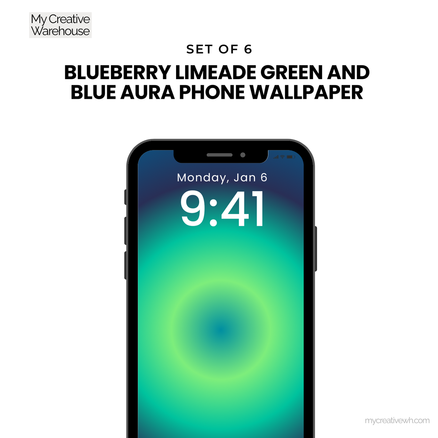 Blueberry Limeade Green and Blue Aura Phone Wallpaper