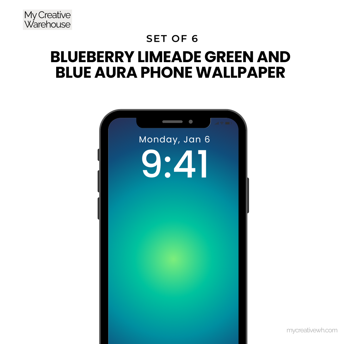 Blueberry Limeade Green and Blue Aura Phone Wallpaper