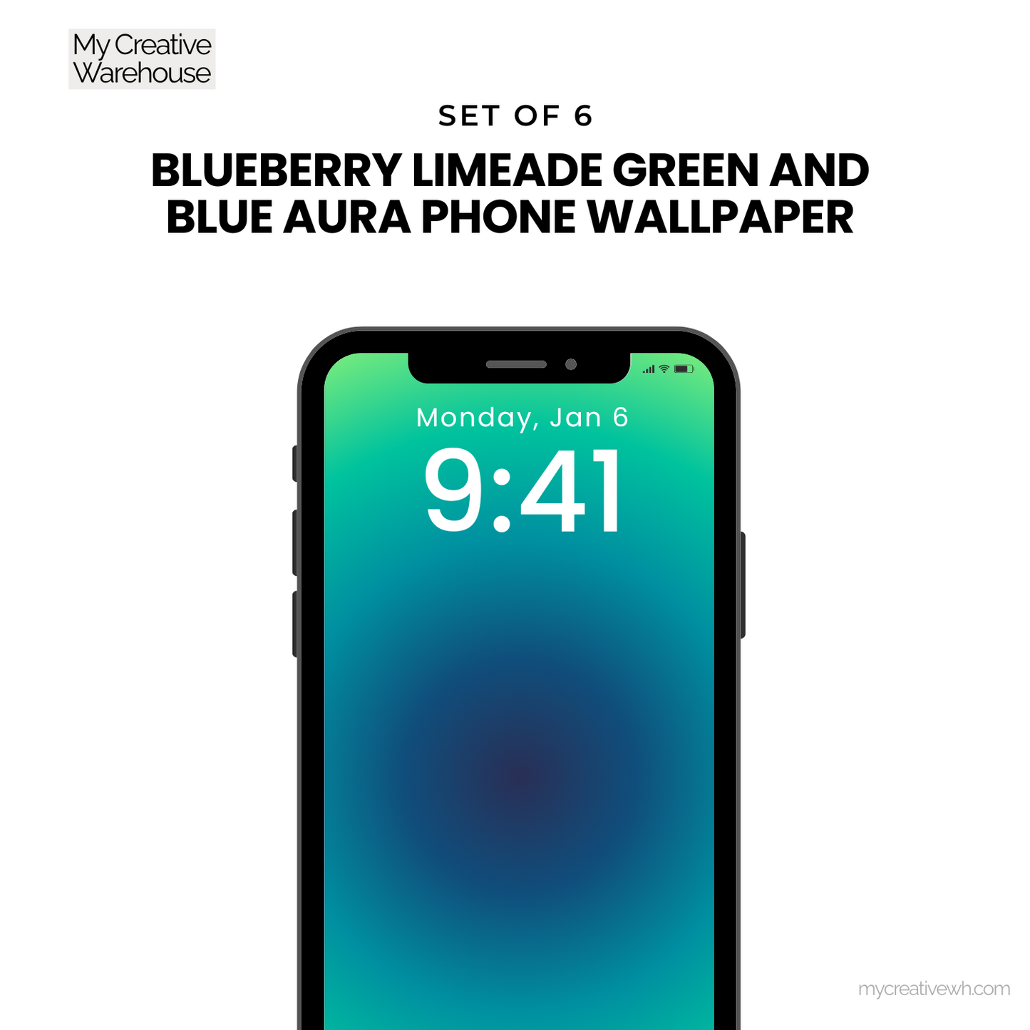 Blueberry Limeade Green and Blue Aura Phone Wallpaper