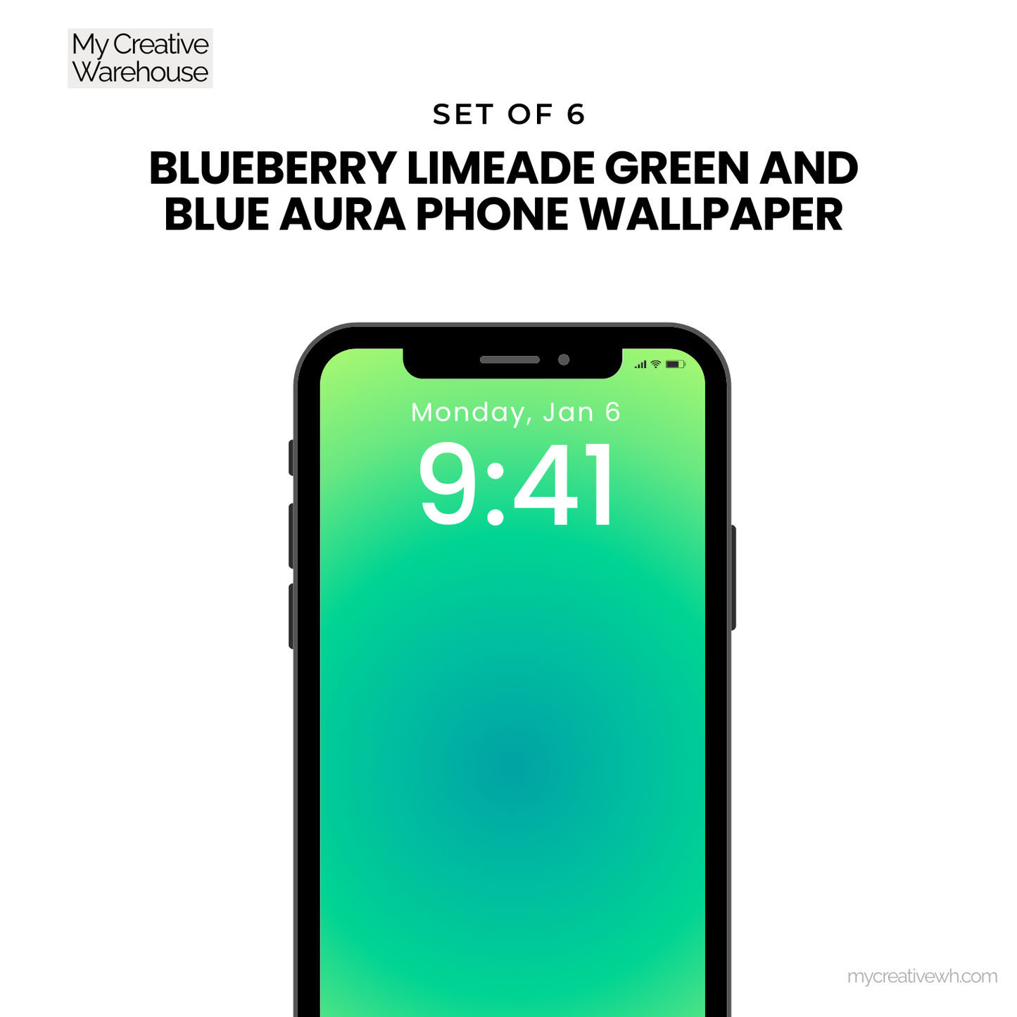 Blueberry Limeade Green and Blue Aura Phone Wallpaper
