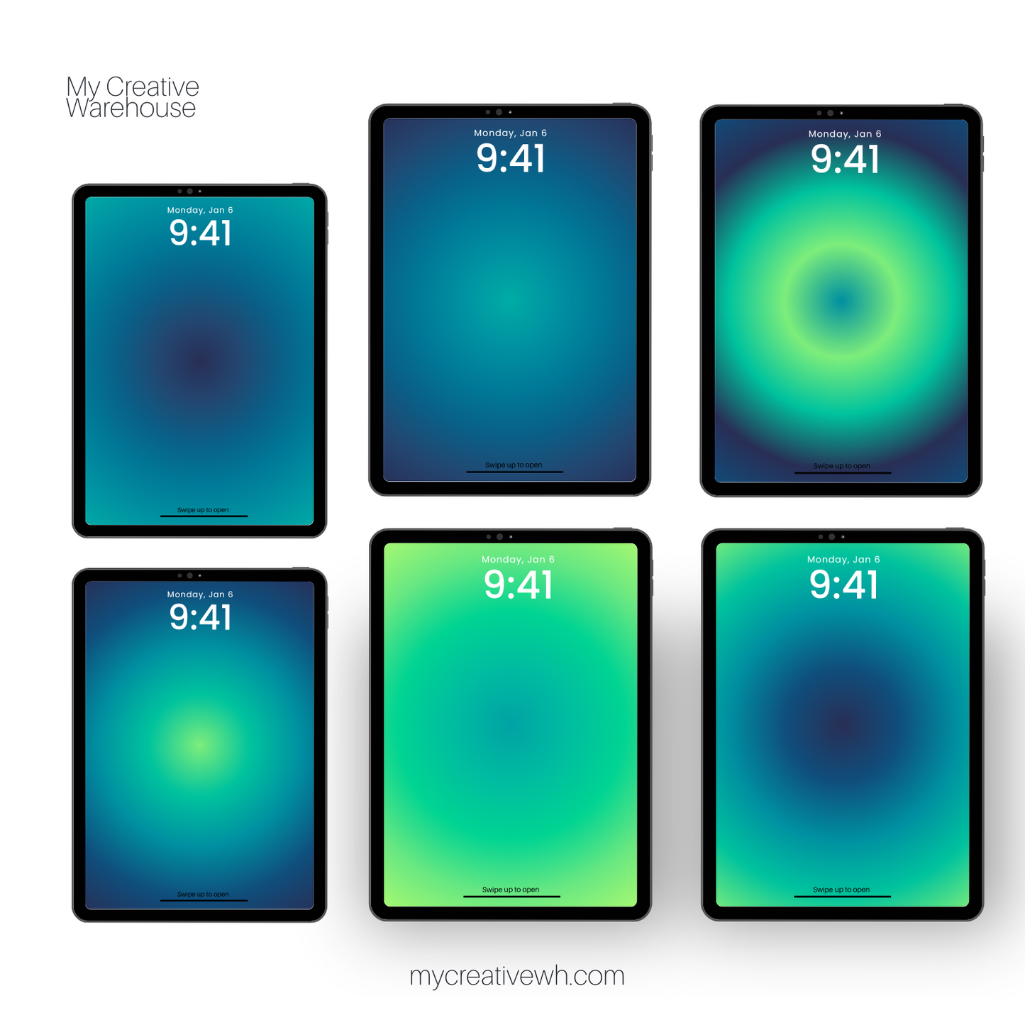 Blueberry Limeade Green and Blue Aura iPad Wallpaper