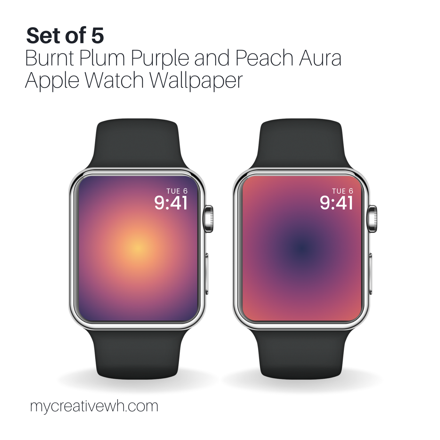 Burnt Plum Purple and Peach Aura Apple Watch Wallpaper
