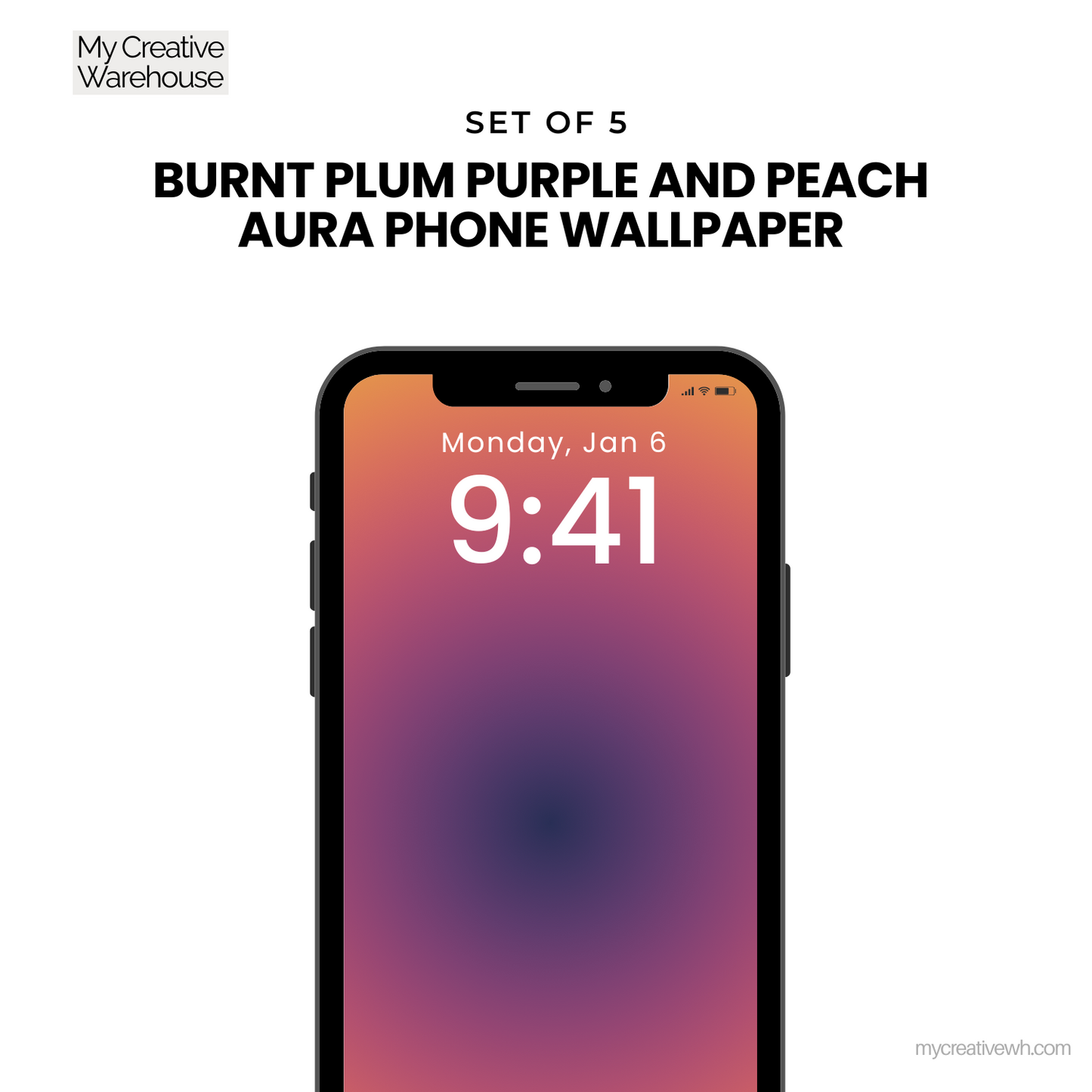 Burnt Plum Purple and Peach Aura Phone Wallpaper