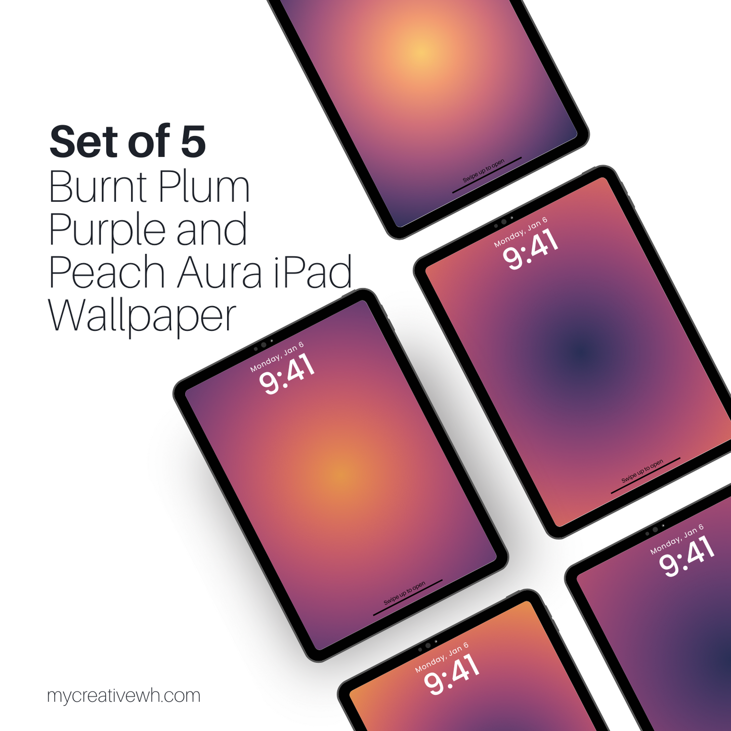 Burnt Plum Purple and Peach Aura iPad Wallpaper