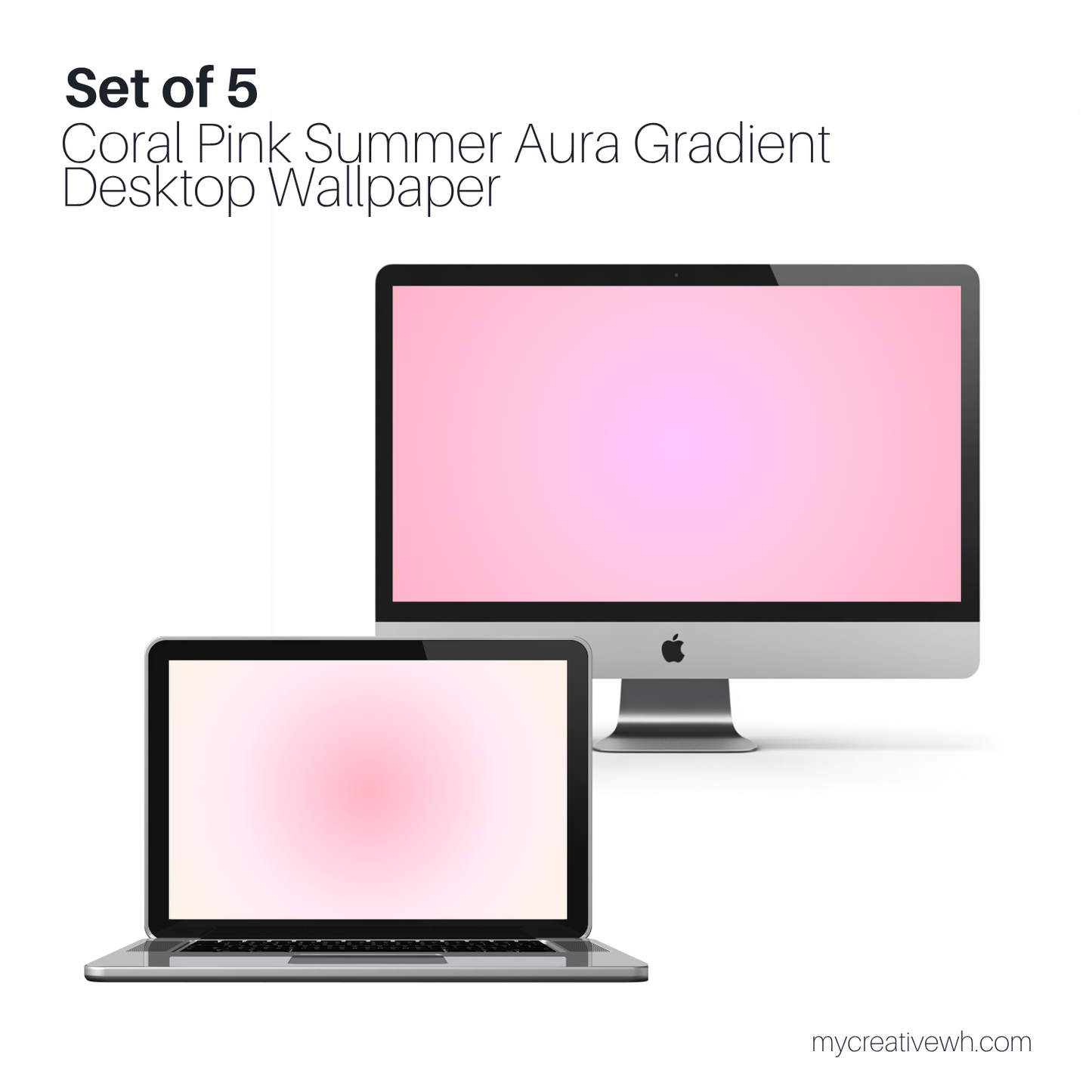 Coral Pink Summer Aura Gradient Desktop Wallpaper