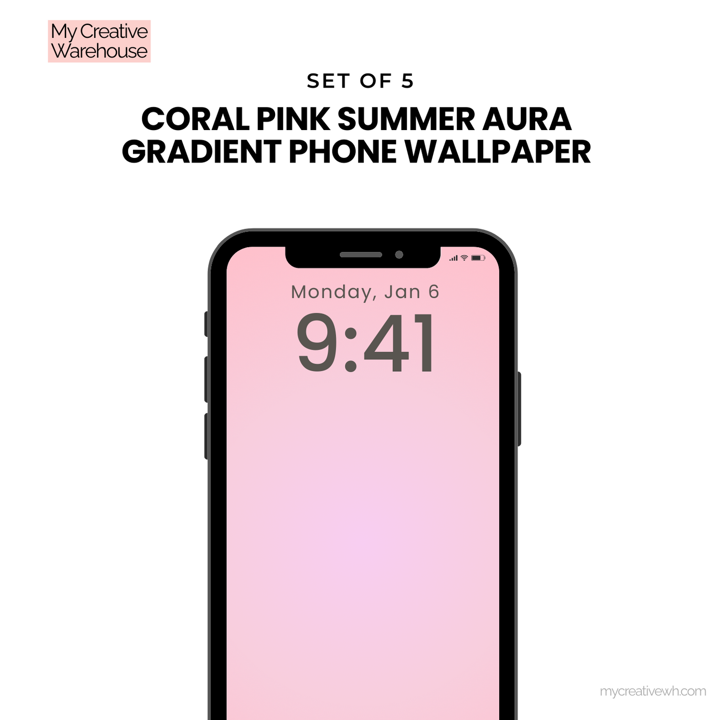 Coral Pink Summer Aura Gradient Phone Wallpaper