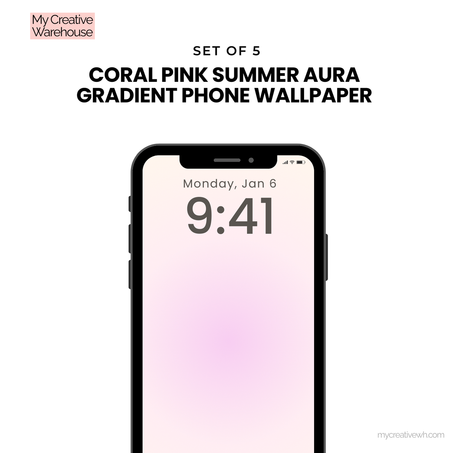 Coral Pink Summer Aura Gradient Phone Wallpaper