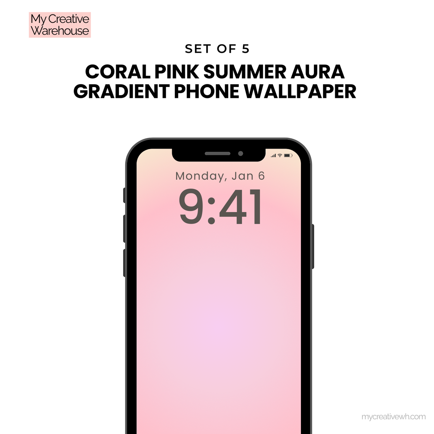Coral Pink Summer Aura Gradient Phone Wallpaper