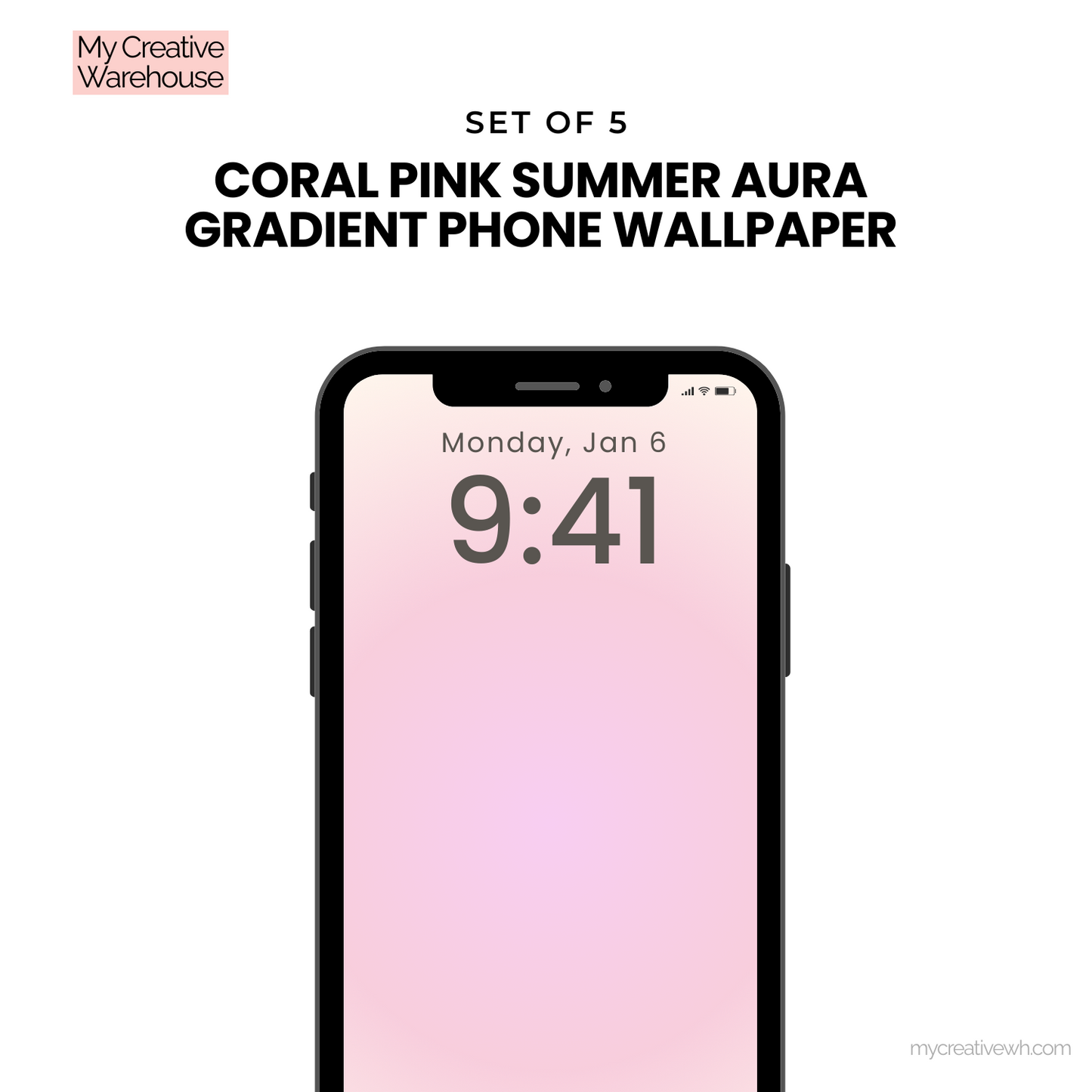 Coral Pink Summer Aura Gradient Phone Wallpaper