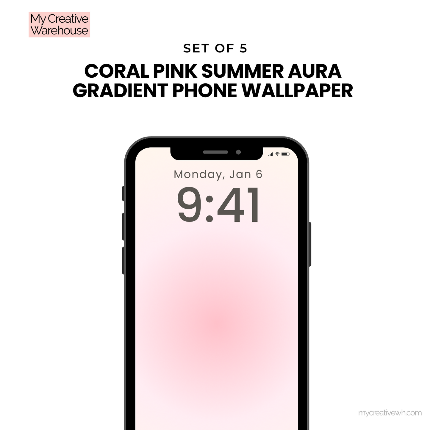 Coral Pink Summer Aura Gradient Phone Wallpaper