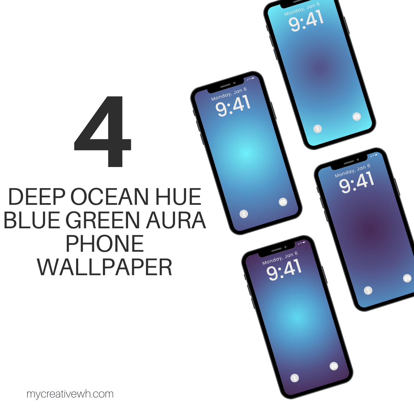 Deep Ocean Hue Blue Green Aura Phone Wallpaper