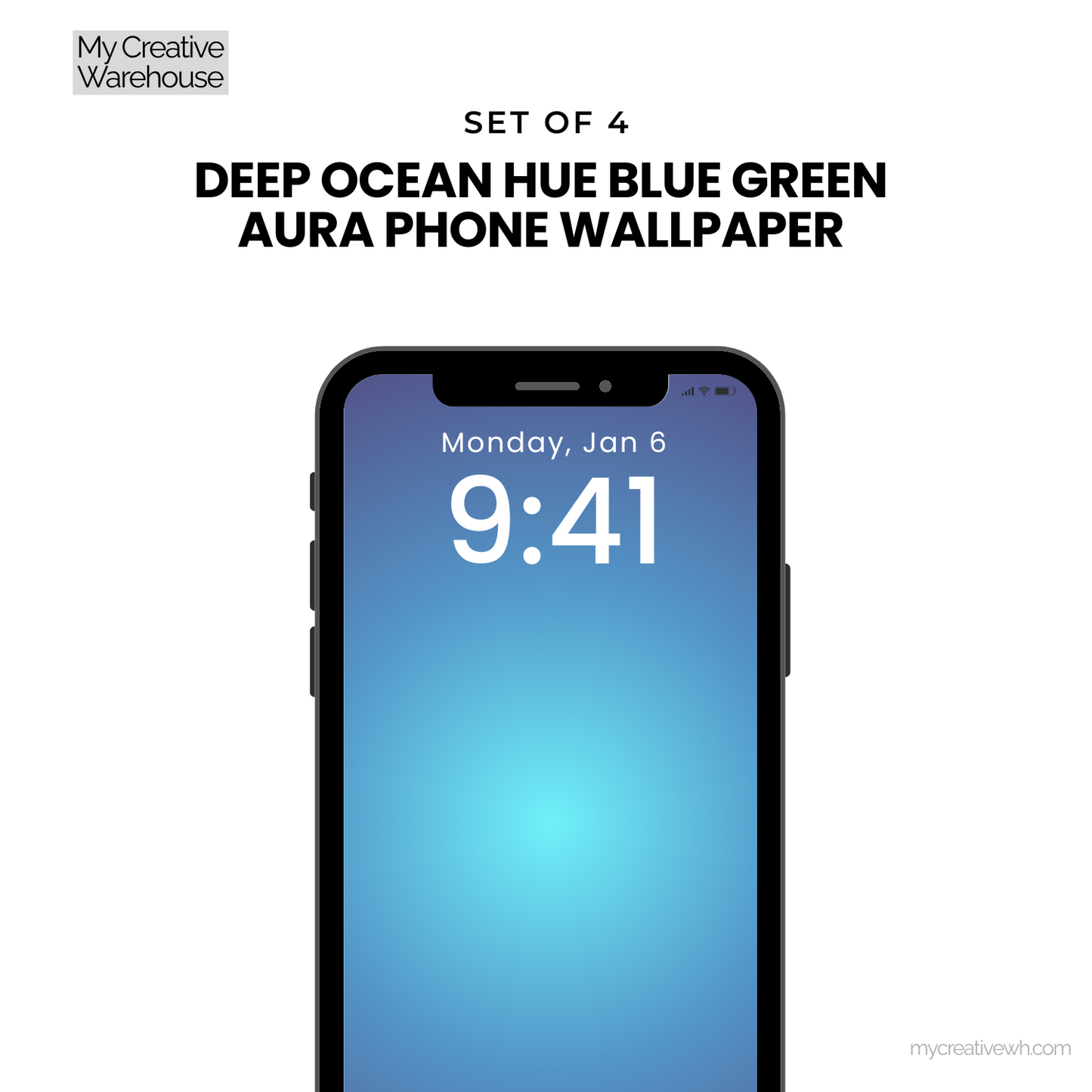 Deep Ocean Hue Blue Green Aura Phone Wallpaper