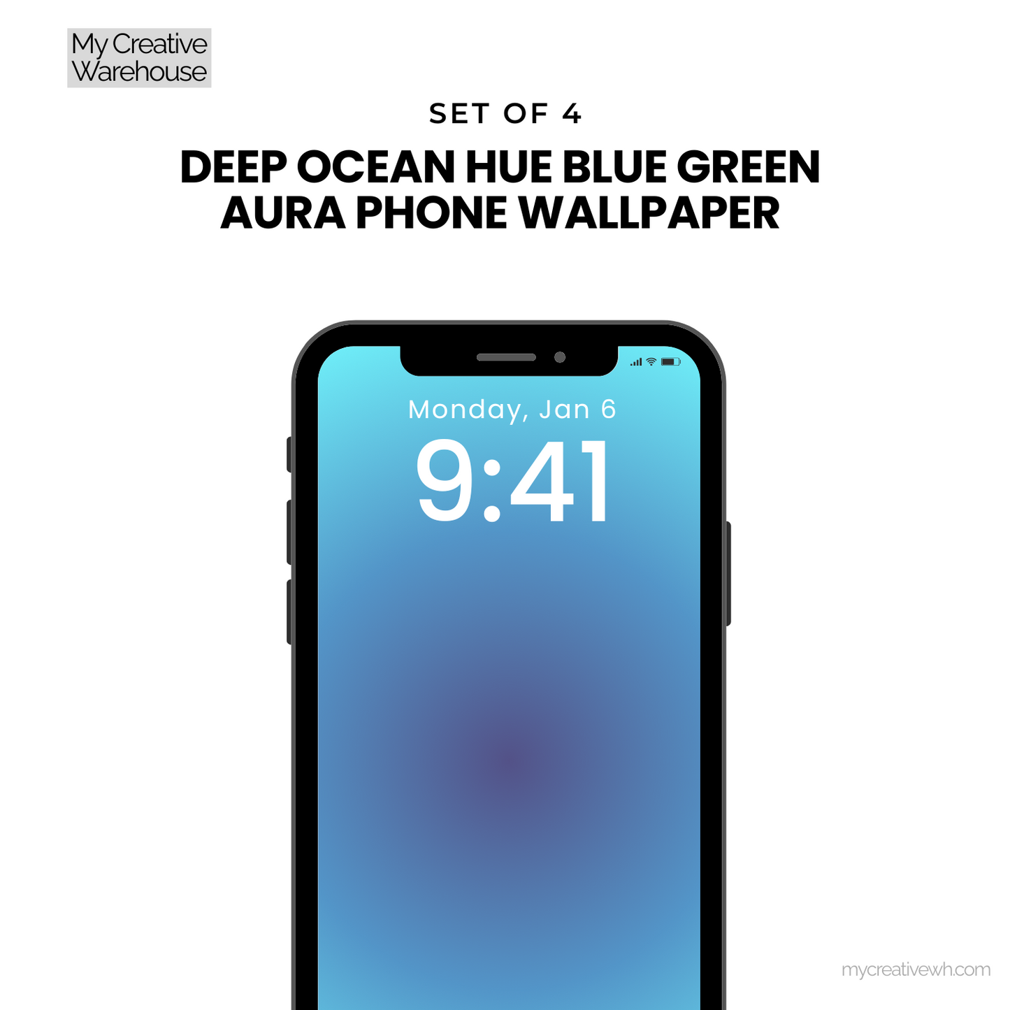 Deep Ocean Hue Blue Green Aura Phone Wallpaper