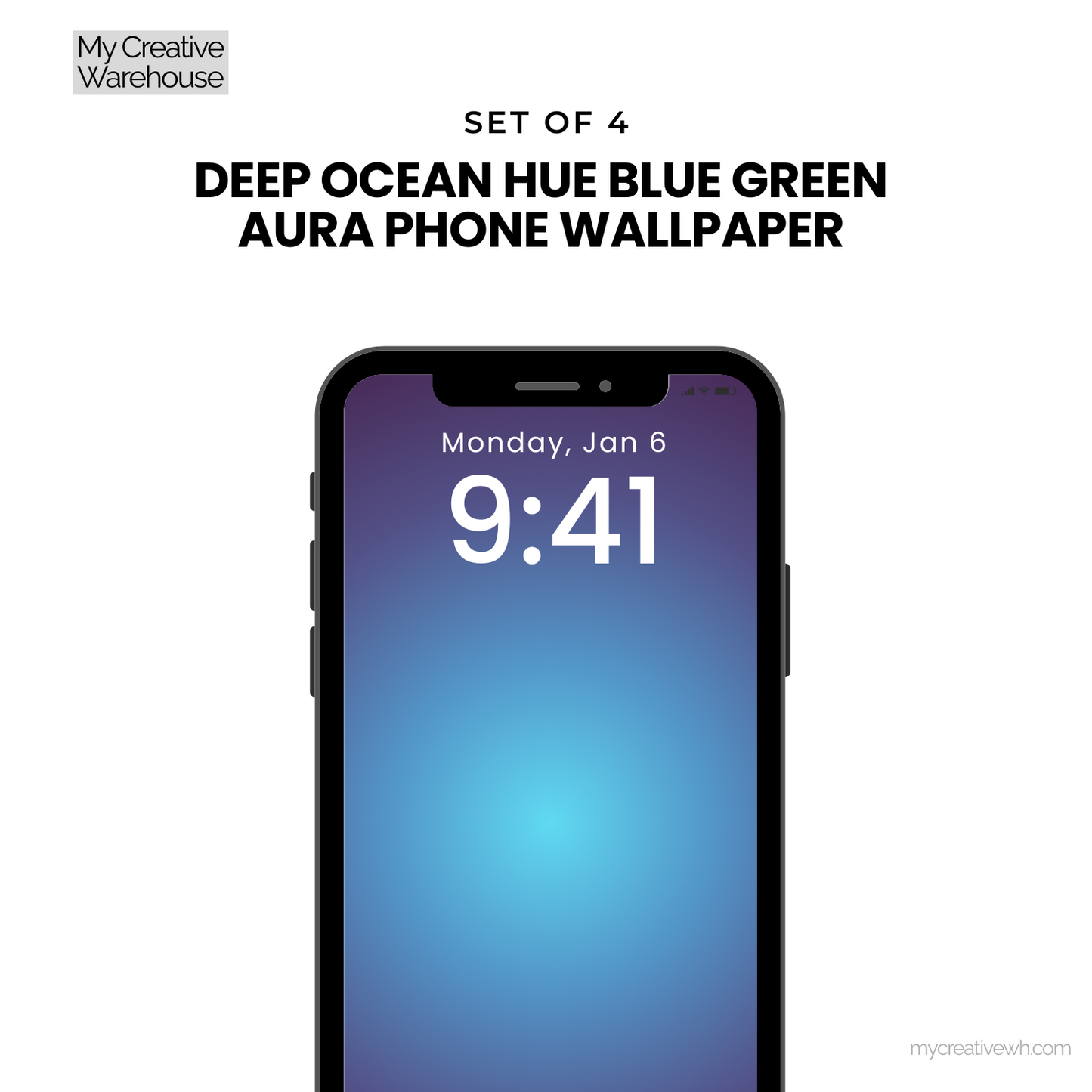 Deep Ocean Hue Blue Green Aura Phone Wallpaper