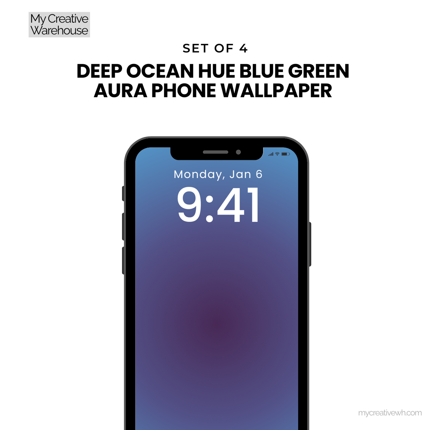 Deep Ocean Hue Blue Green Aura Phone Wallpaper