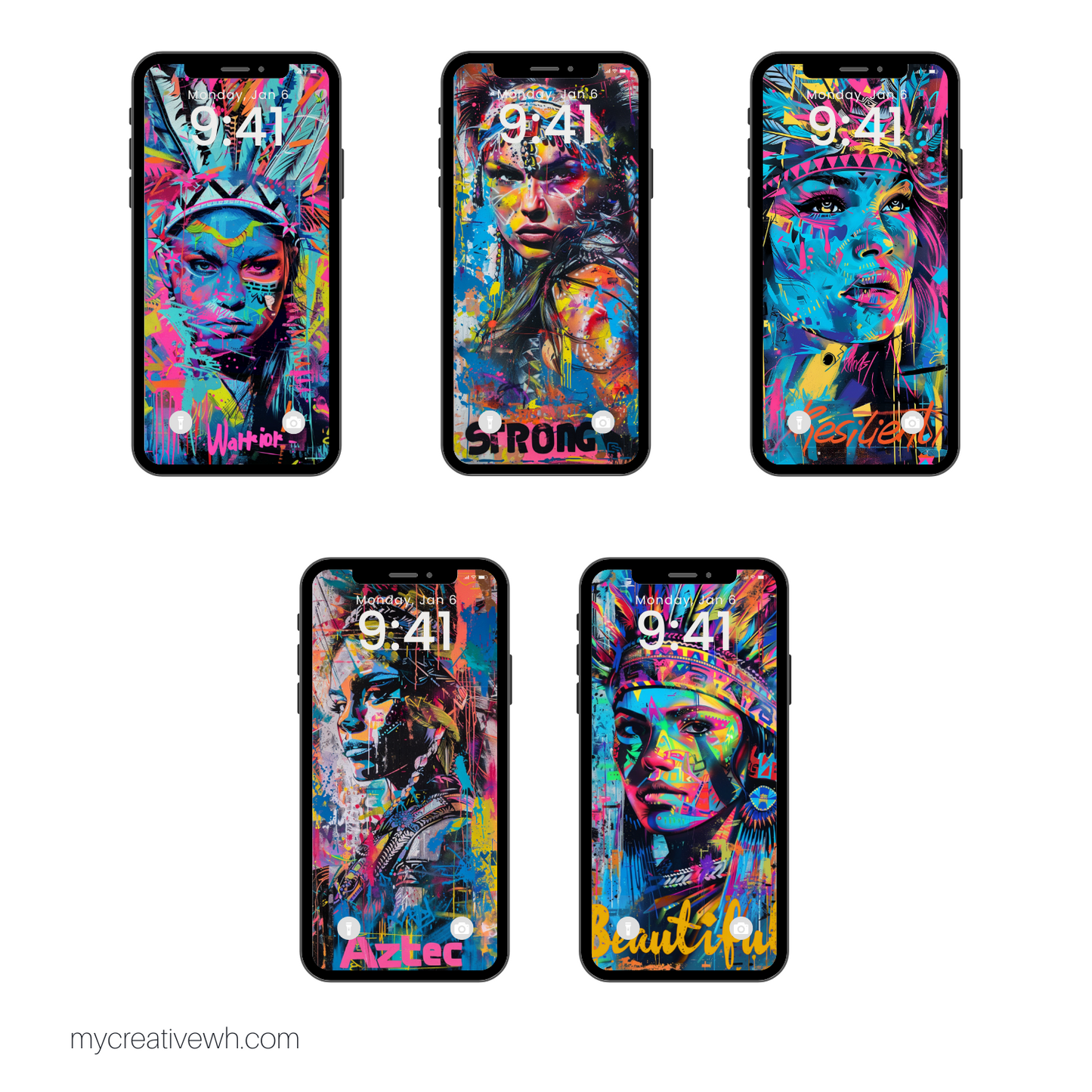 Electric Graffiti Female Aztec Warrior Phone Wallpapers