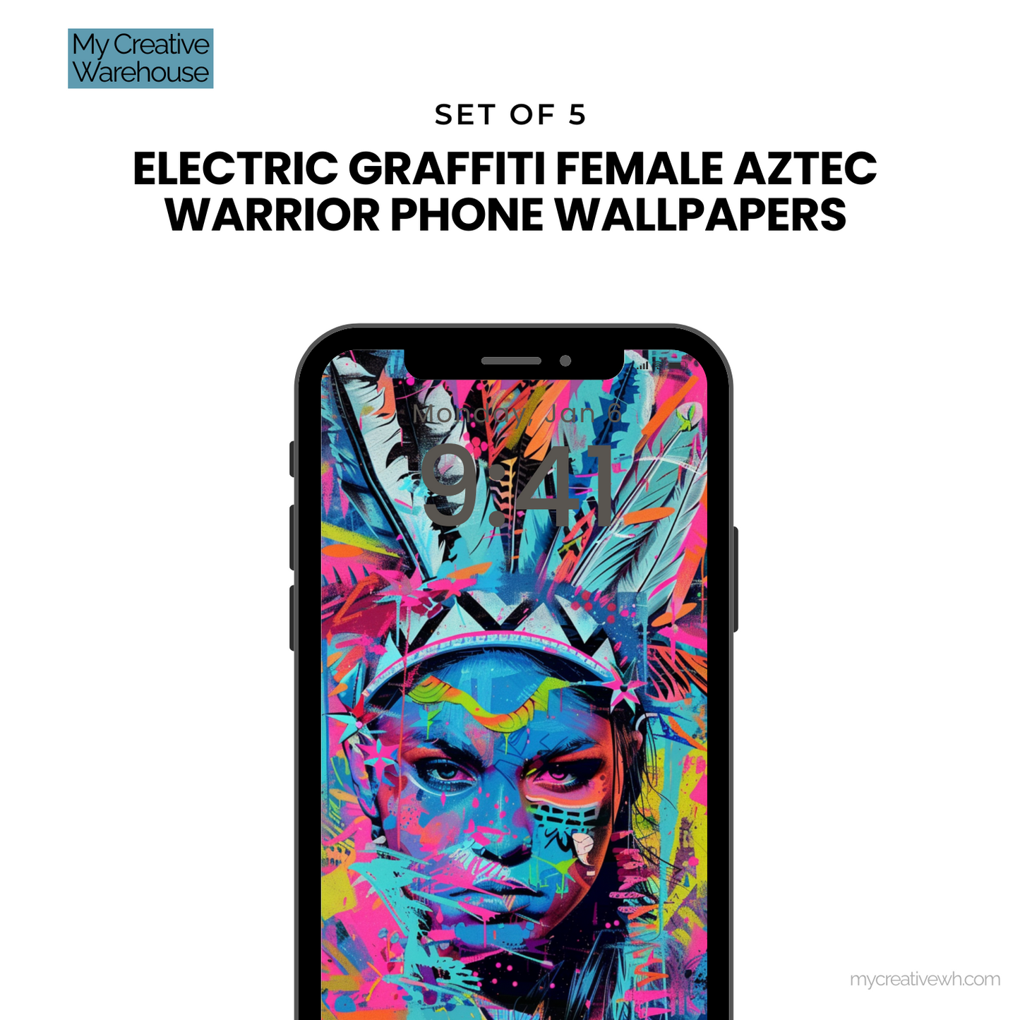 Electric Graffiti Female Aztec Warrior Phone Wallpapers