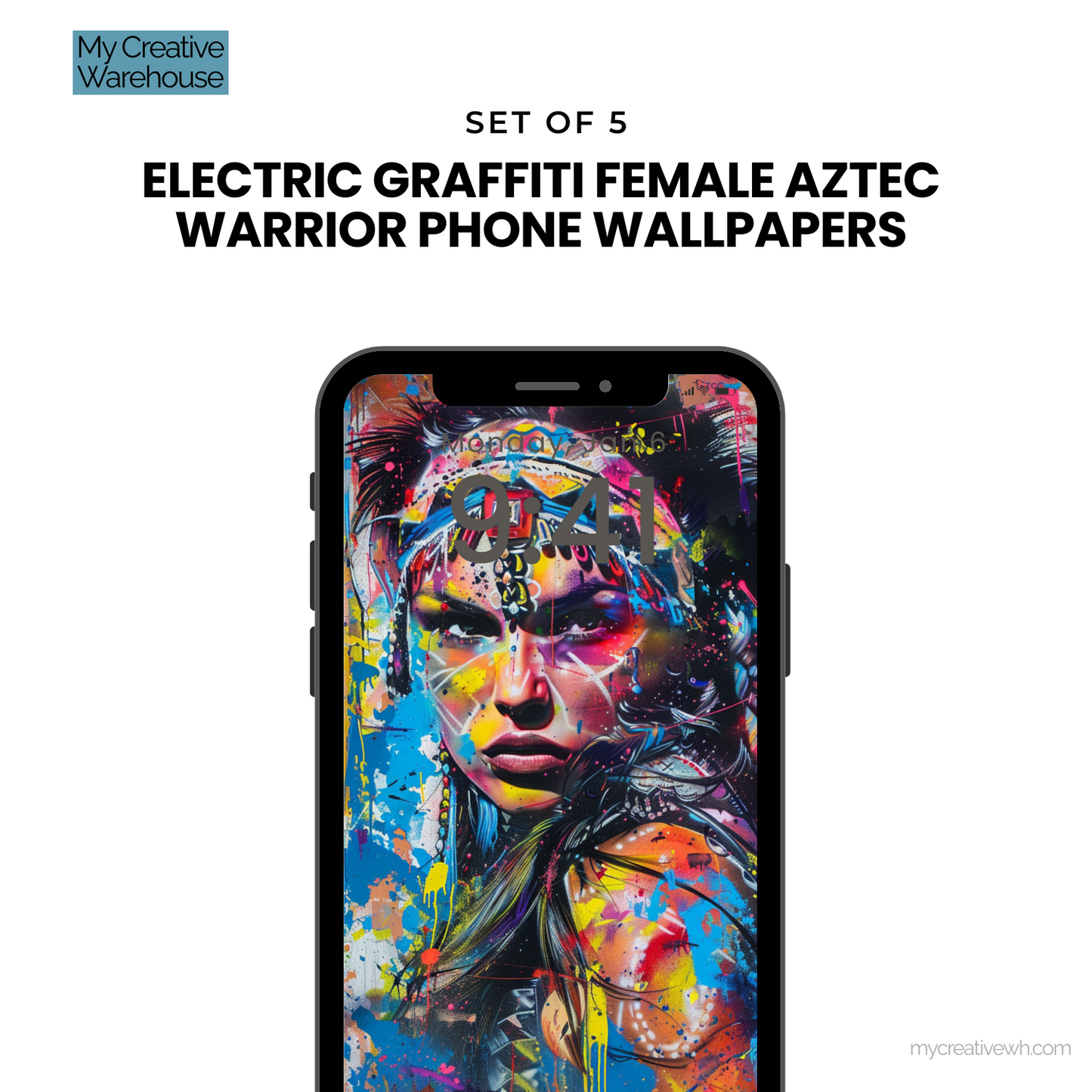 Electric Graffiti Female Aztec Warrior Phone Wallpapers