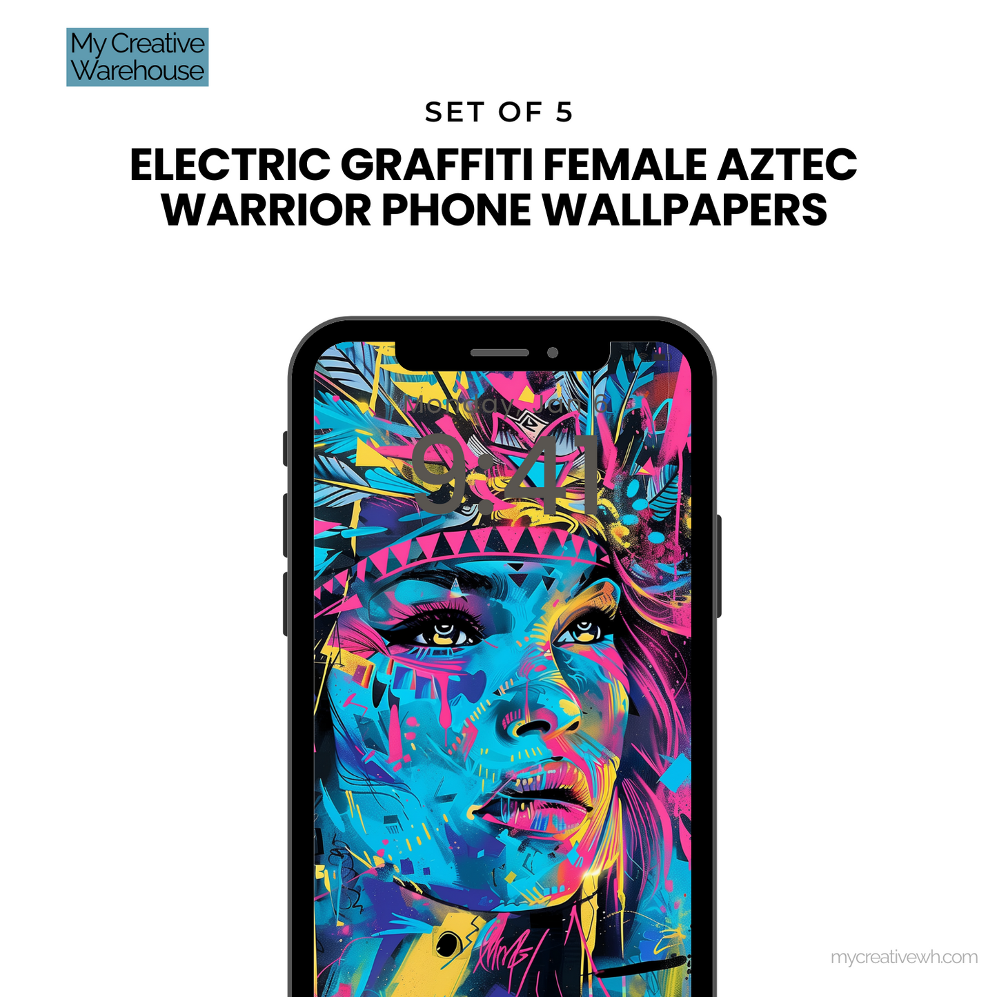 Electric Graffiti Female Aztec Warrior Phone Wallpapers