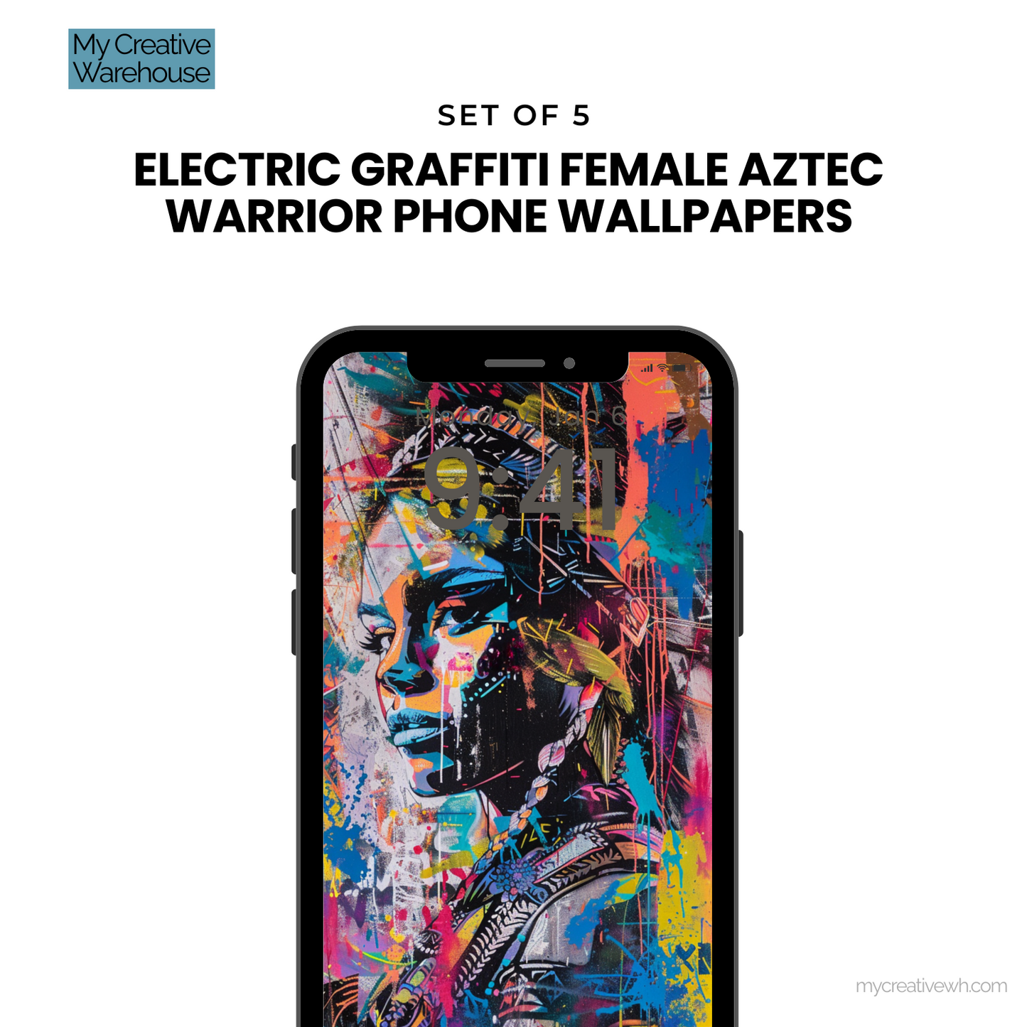 Electric Graffiti Female Aztec Warrior Phone Wallpapers