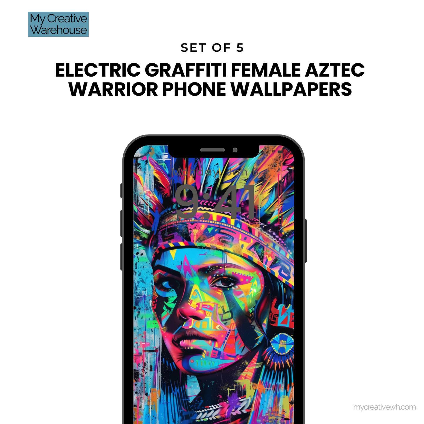 Electric Graffiti Female Aztec Warrior Phone Wallpapers