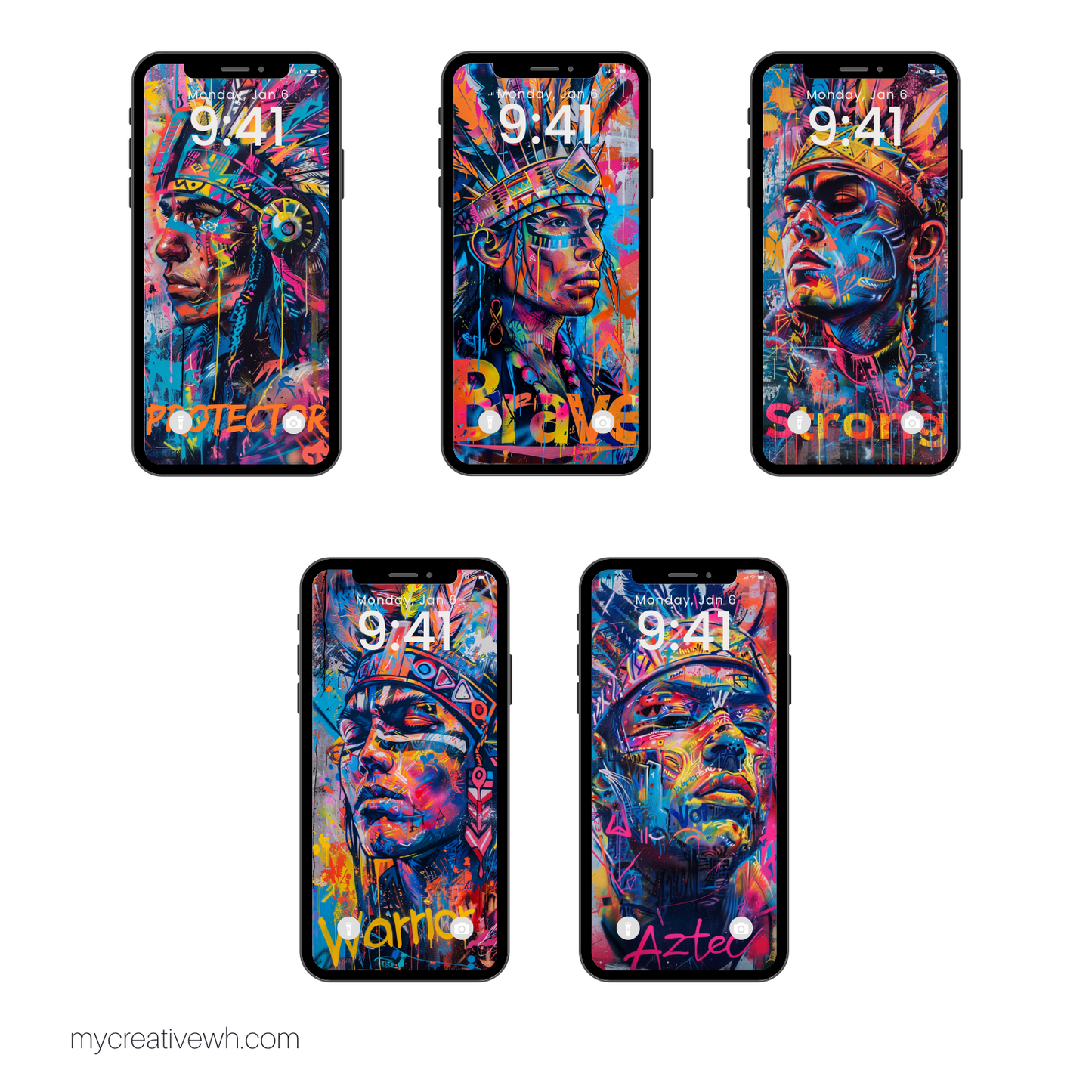 Electric Graffiti Male Aztec Warrior Phone Wallpapers