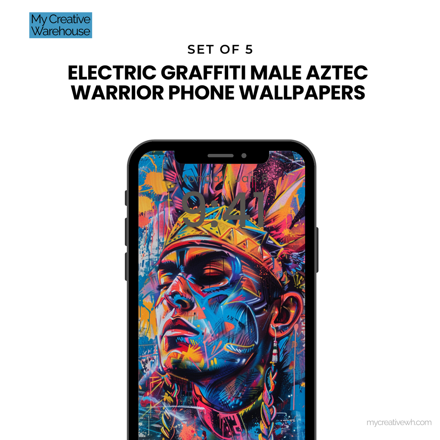 Electric Graffiti Male Aztec Warrior Phone Wallpapers