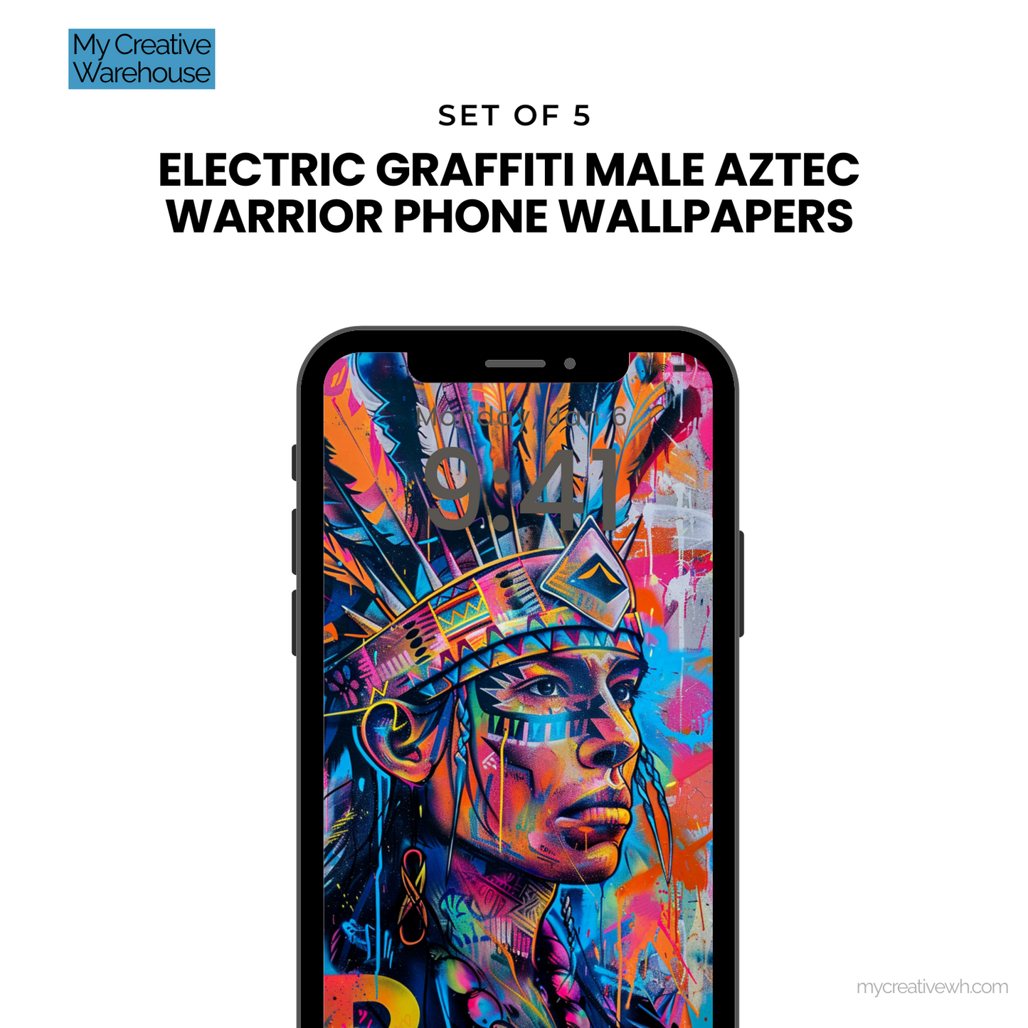 Electric Graffiti Male Aztec Warrior Phone Wallpapers