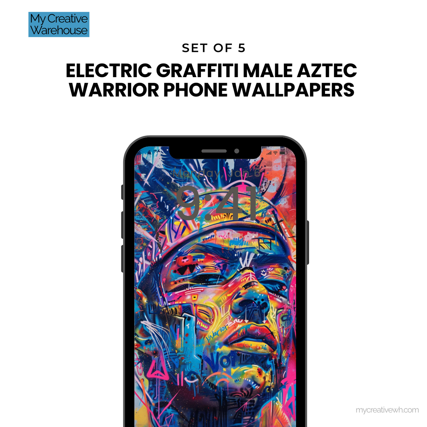 Electric Graffiti Male Aztec Warrior Phone Wallpapers