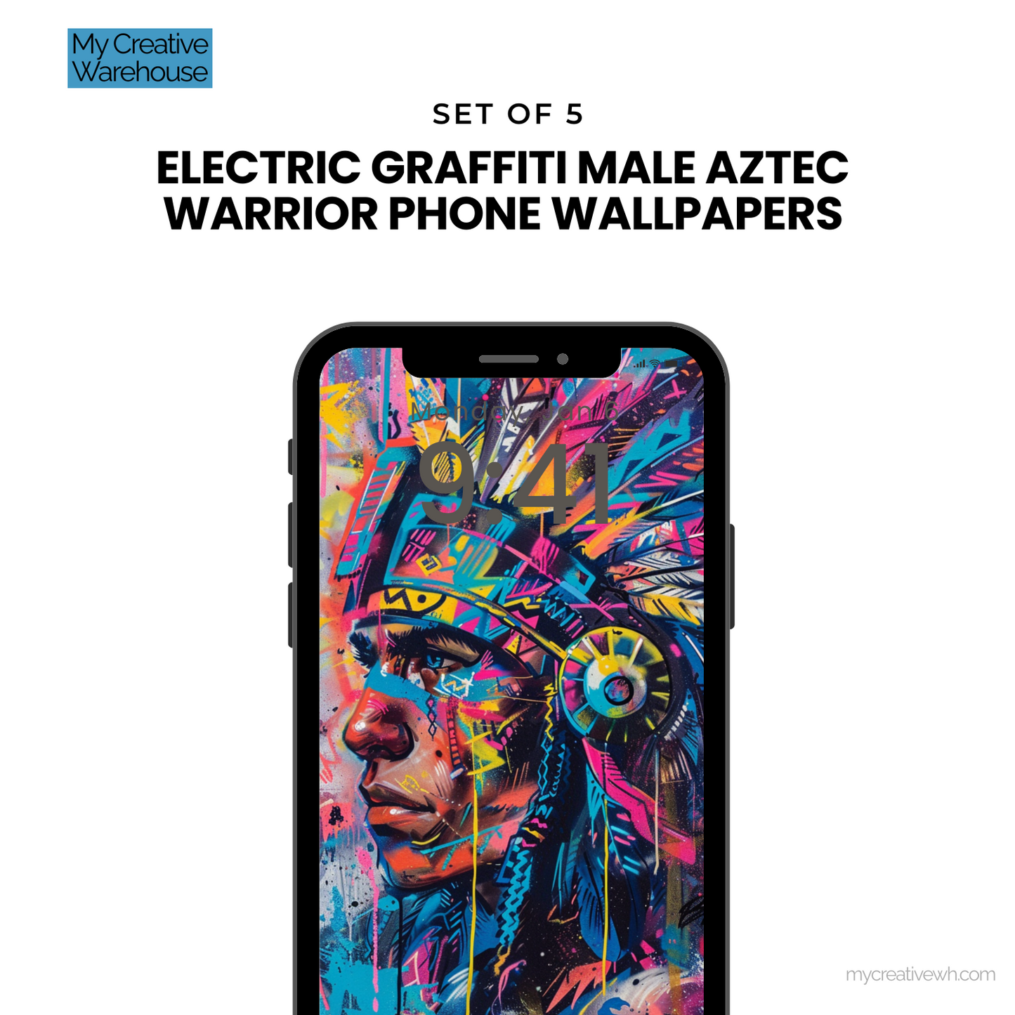 Electric Graffiti Male Aztec Warrior Phone Wallpapers