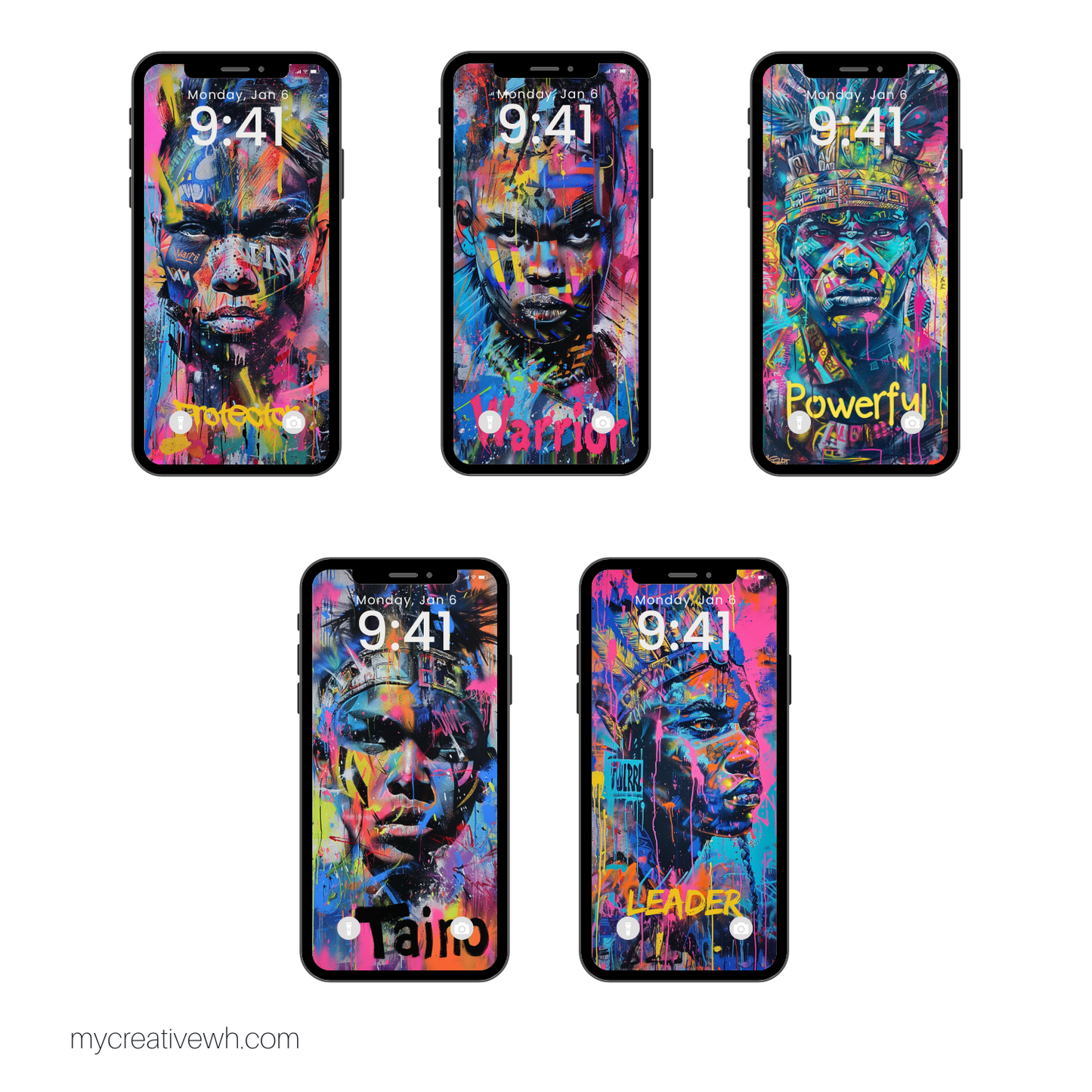 Electric Graffiti Male Taino Warrior Phone Wallpapers