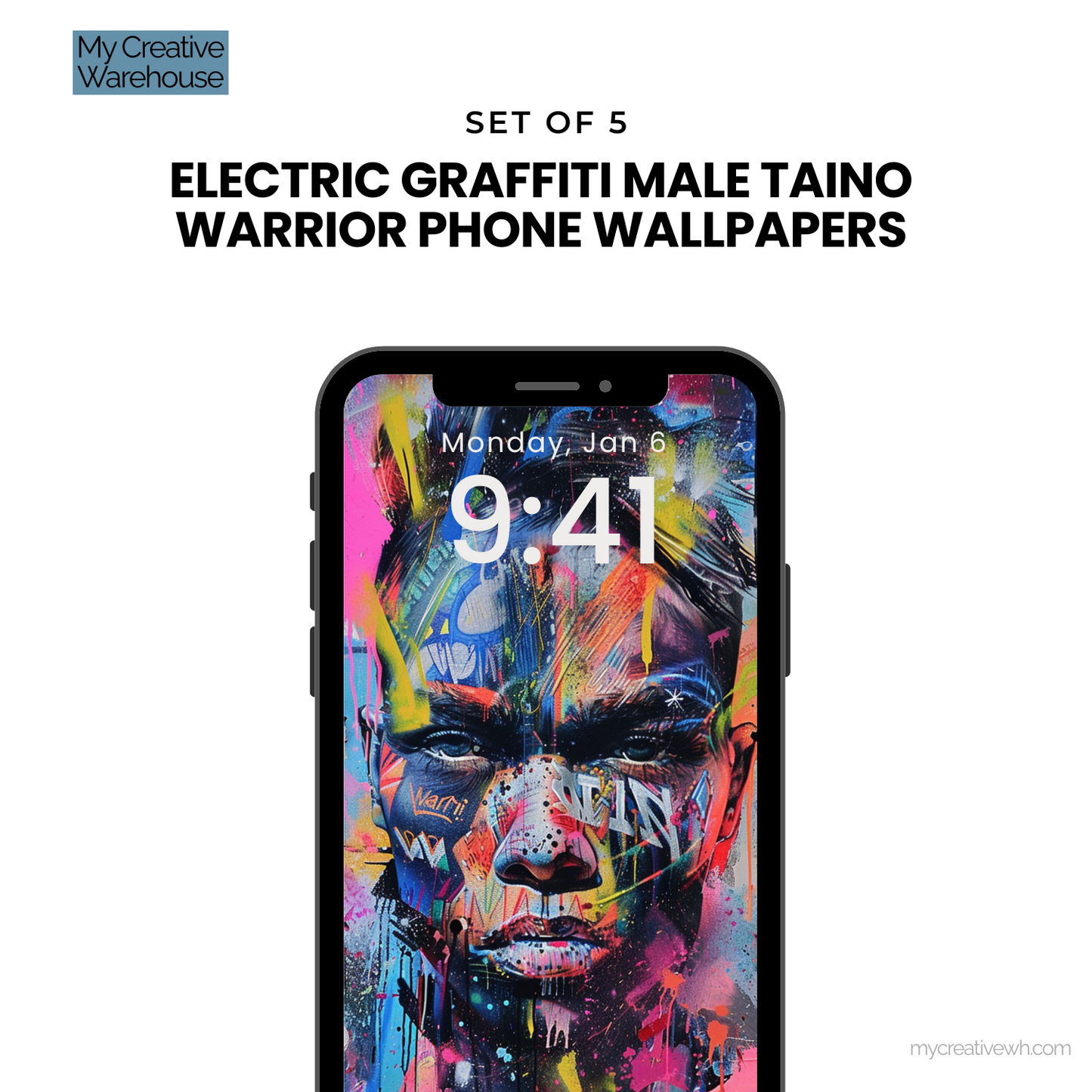 Electric Graffiti Male Taino Warrior Phone Wallpapers