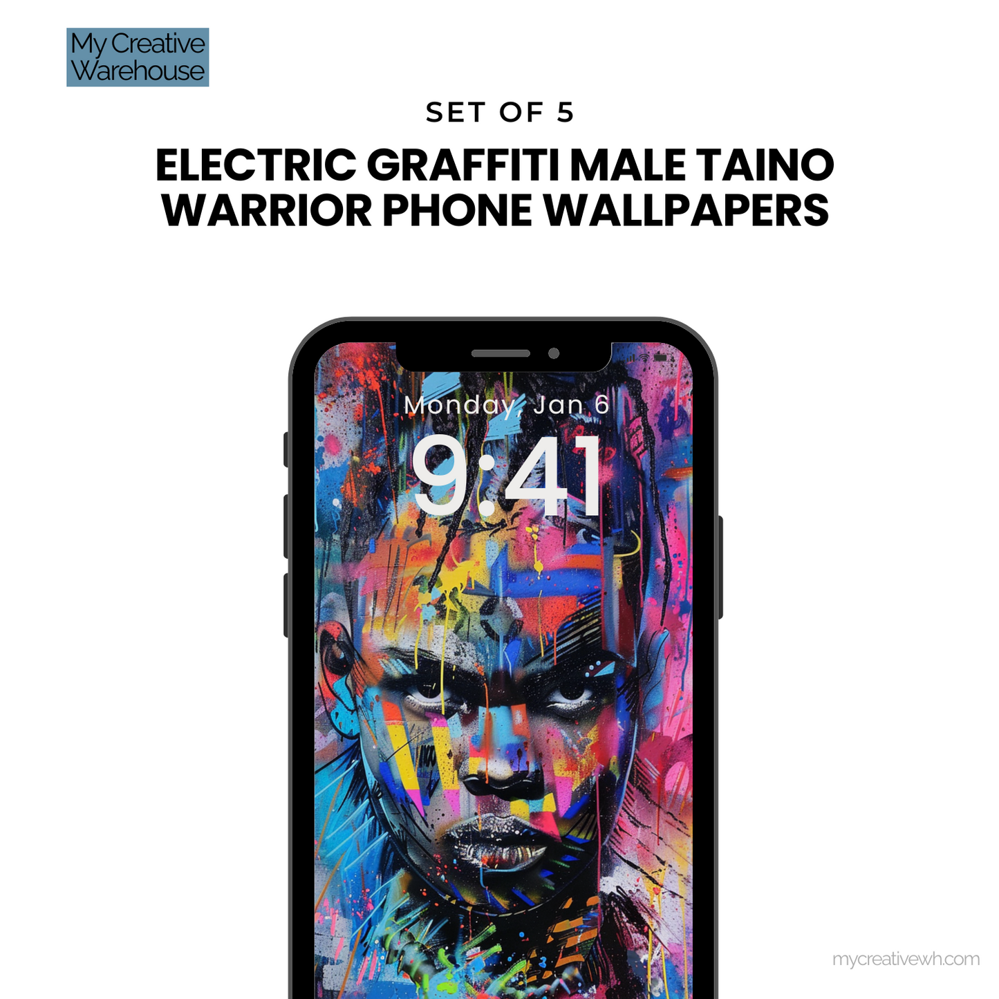Electric Graffiti Male Taino Warrior Phone Wallpapers