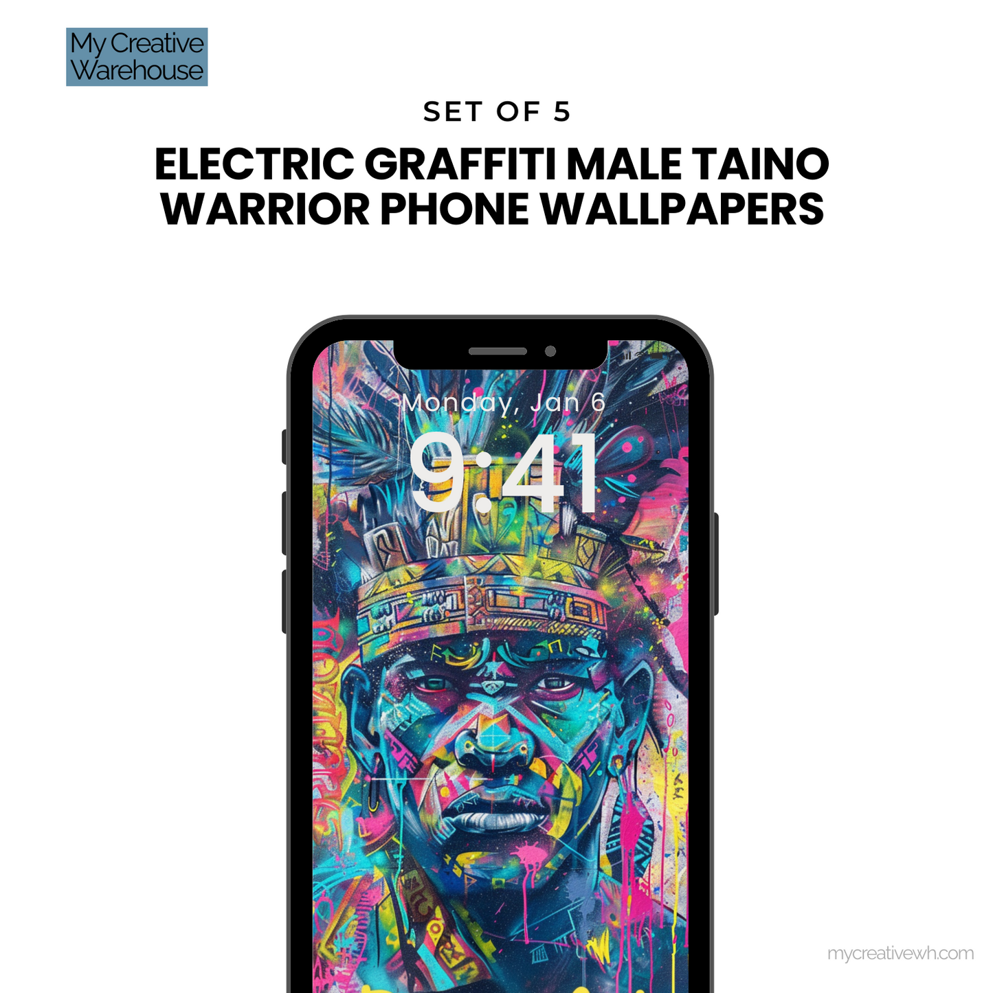 Electric Graffiti Male Taino Warrior Phone Wallpapers