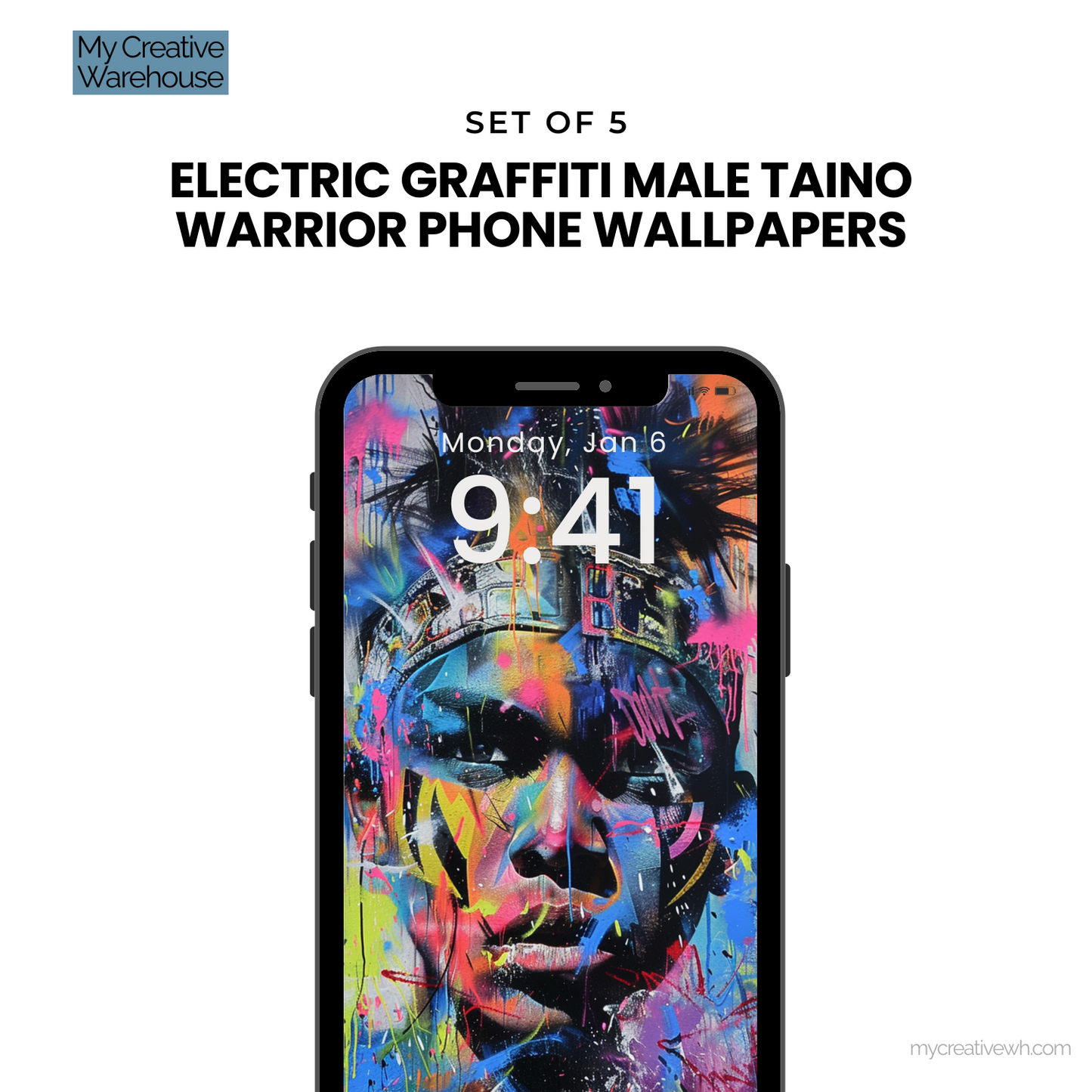 Electric Graffiti Male Taino Warrior Phone Wallpapers