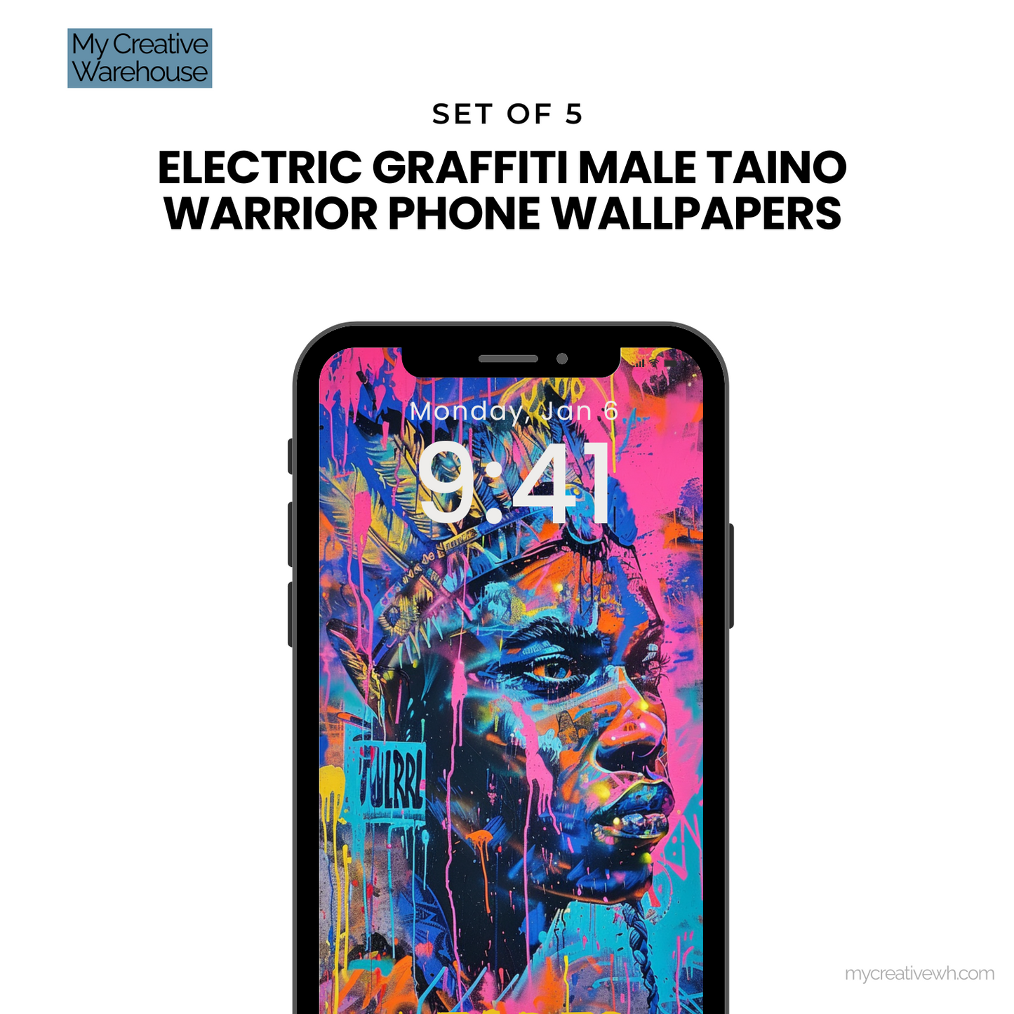 Electric Graffiti Male Taino Warrior Phone Wallpapers