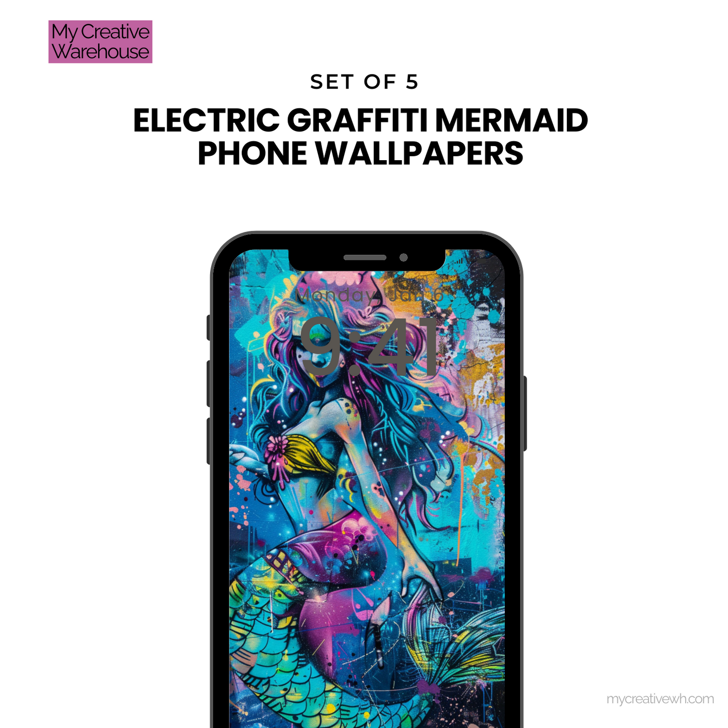 Electric Graffiti Mermaid Phone Wallpapers