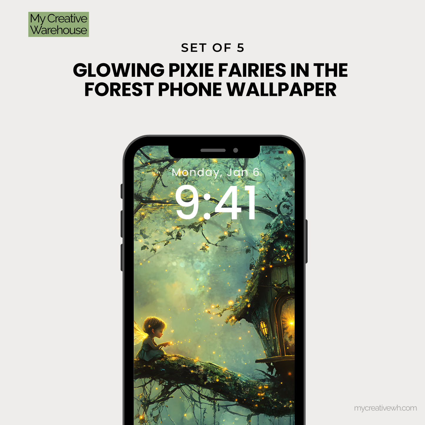 Glowing Pixie Fairies in the Forest Phone Wallpaper