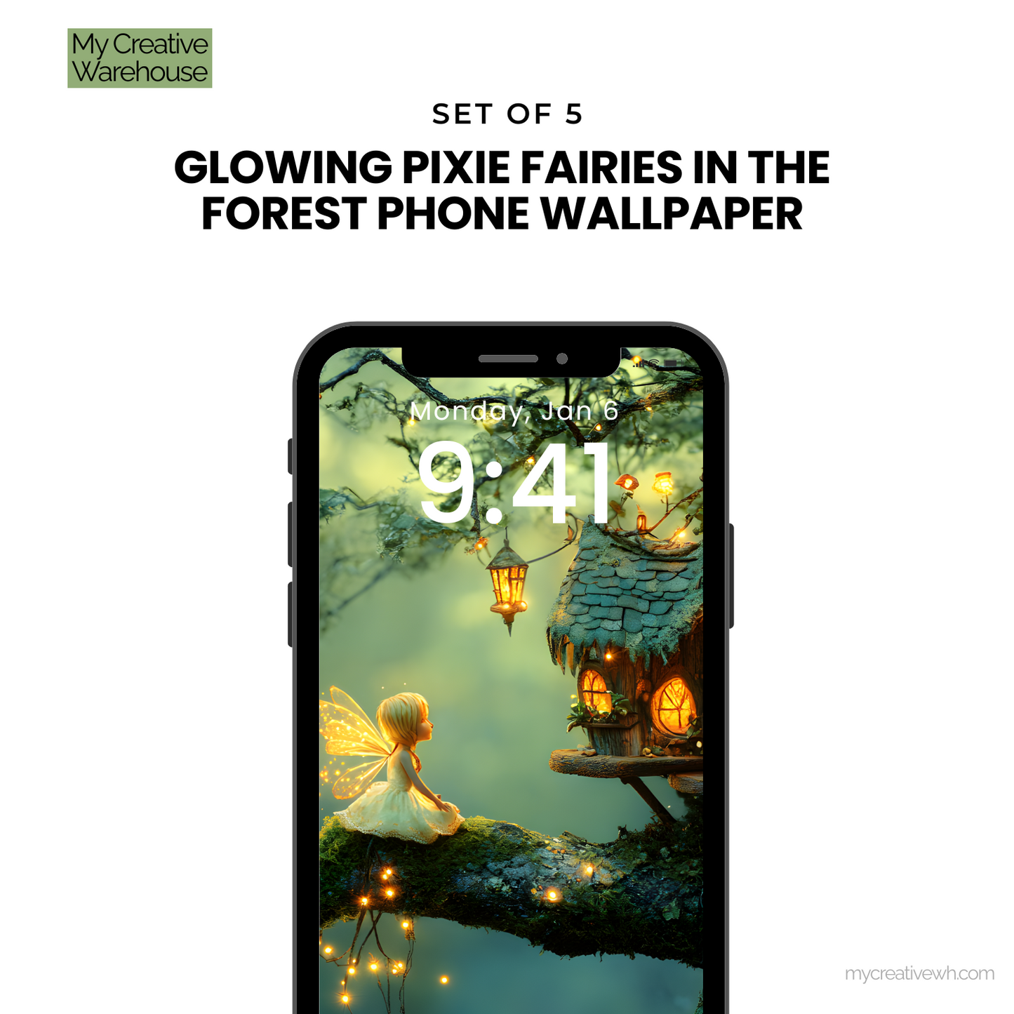 Glowing Pixie Fairies in the Forest Phone Wallpaper