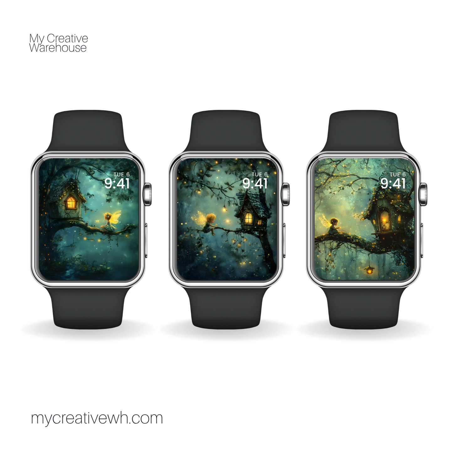 Glowing Pixie Fairy in the Forest Apple Watch Wallpaper