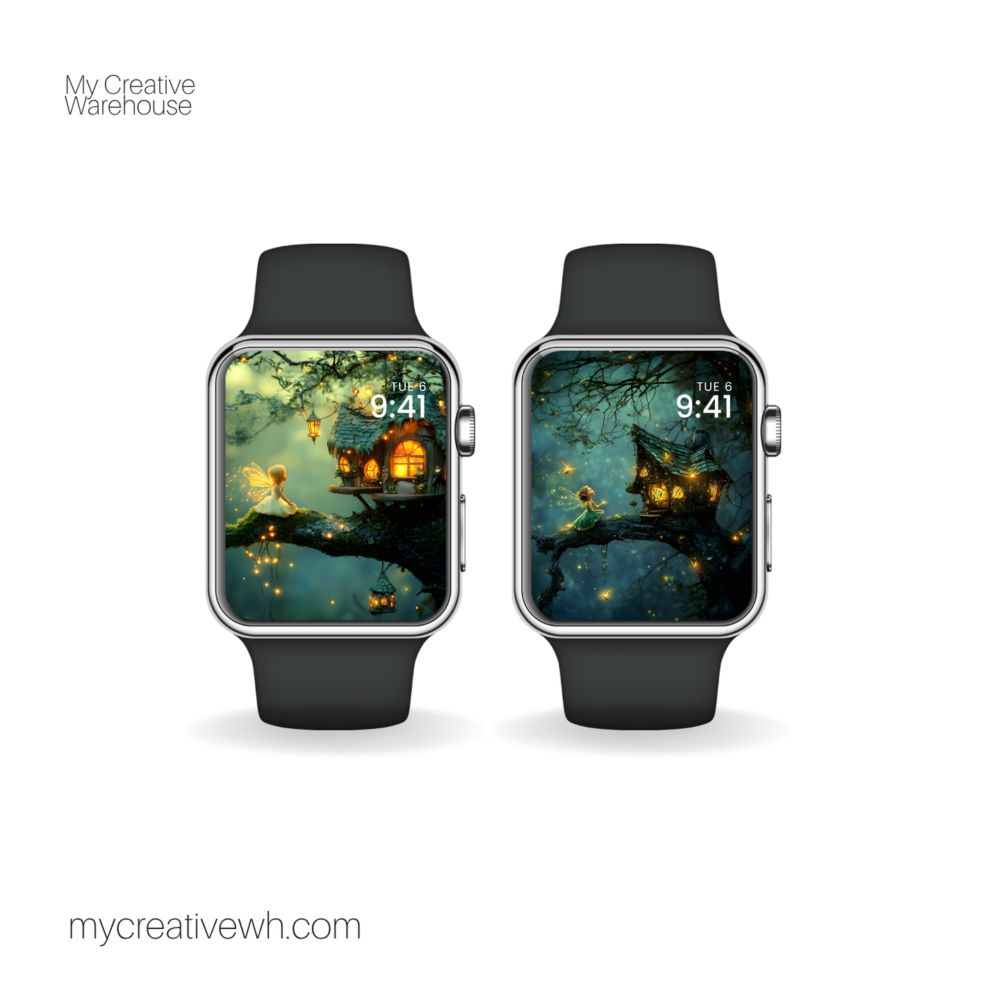 Glowing Pixie Fairy in the Forest Apple Watch Wallpaper
