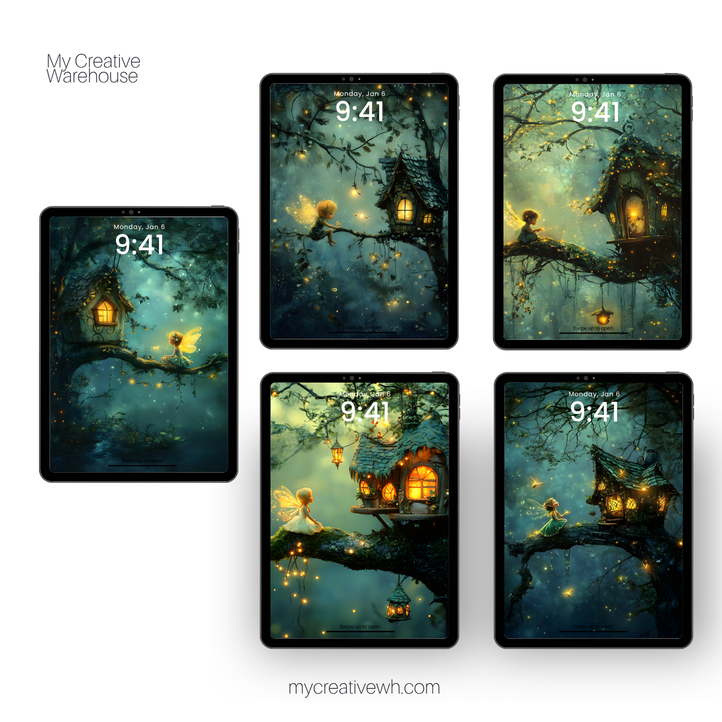 Glowing Pixie Fairy in the Forest iPad Wallpaper