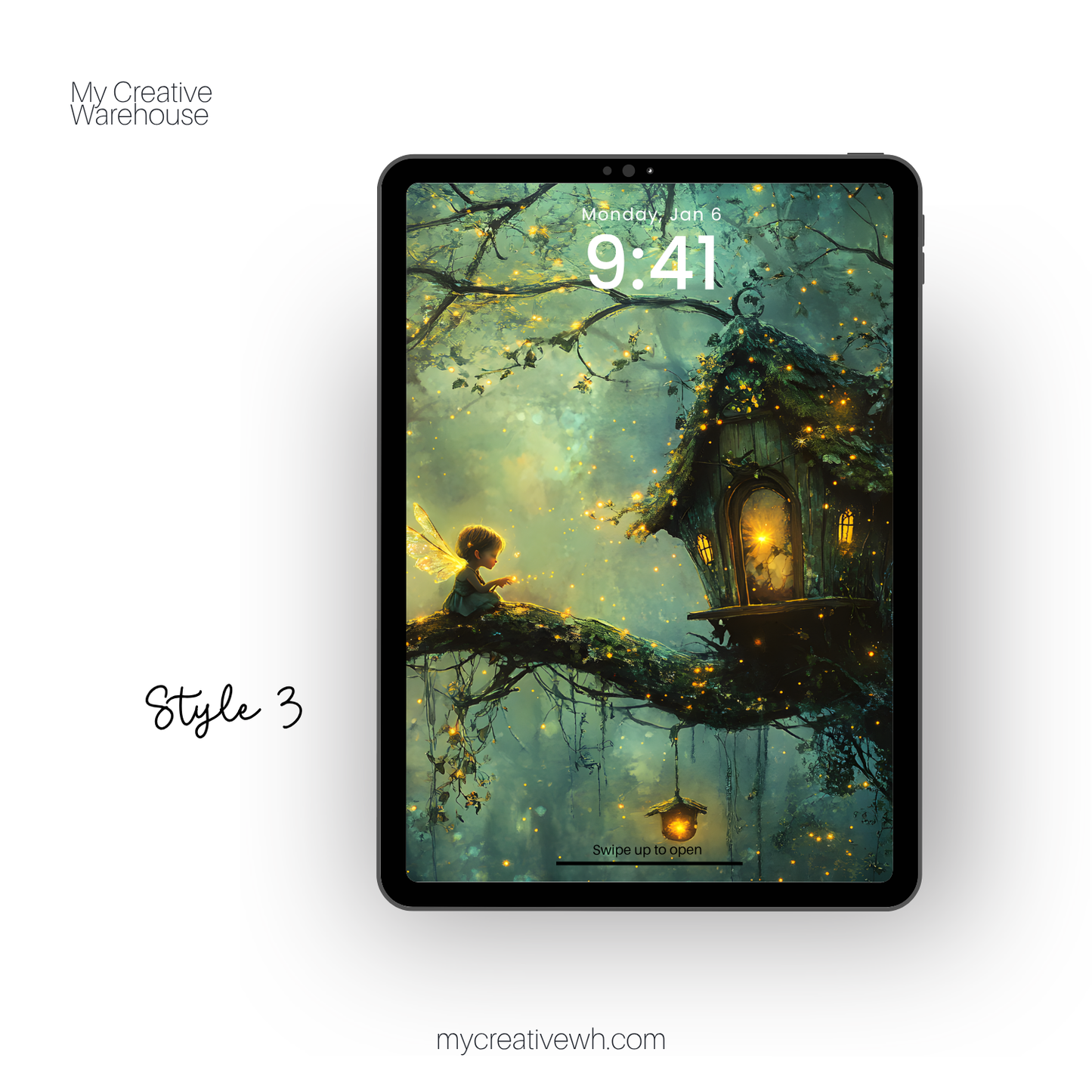 Glowing Pixie Fairy in the Forest iPad Wallpaper