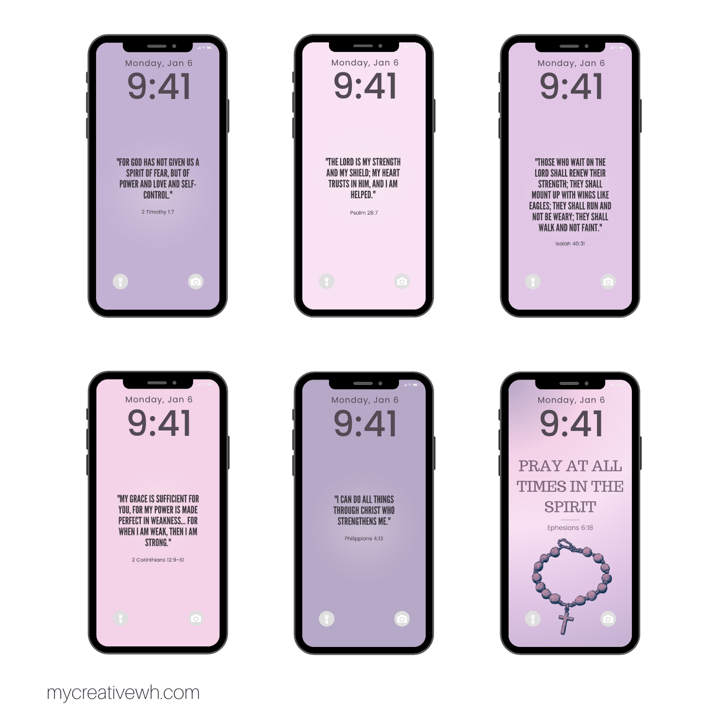 Lavender and Pink Bible Verse Christian Passages Phone Wallpaper