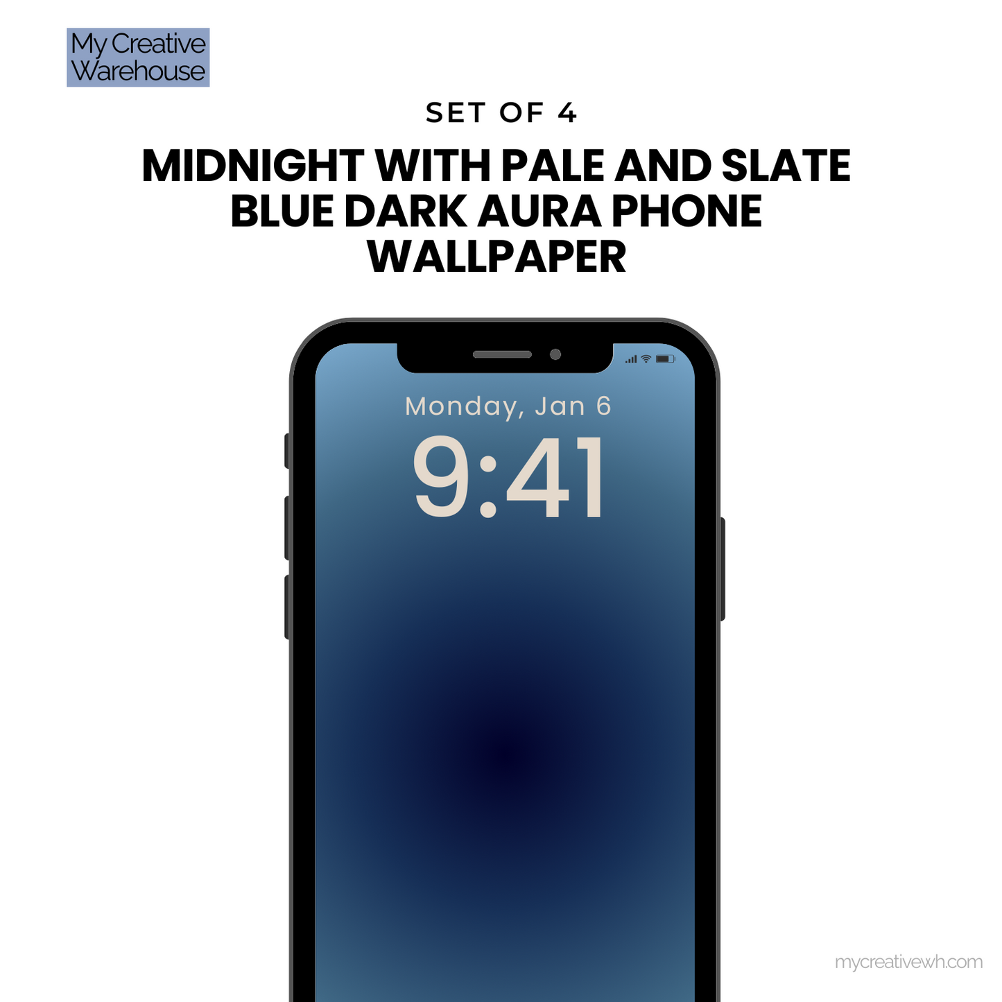 Midnight with Pale and Slate Blue Dark Aura Phone Wallpaper