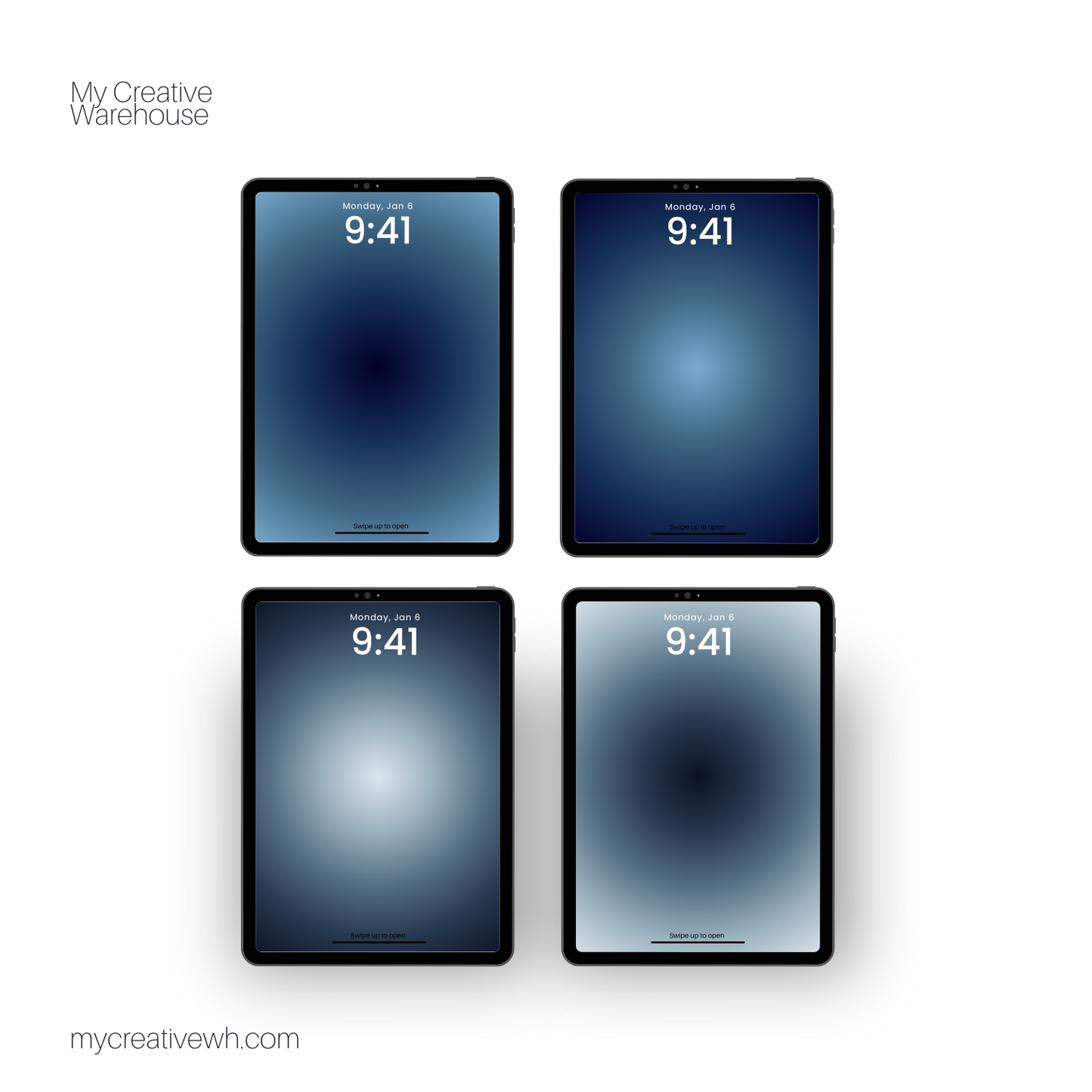 Midnight with Pale and Slate Blue Dark Aura iPad Wallpaper