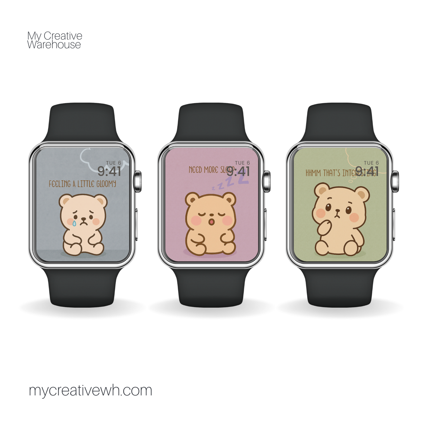 Moody Kawaii Teddy Bear Apple Watch Wallpapers