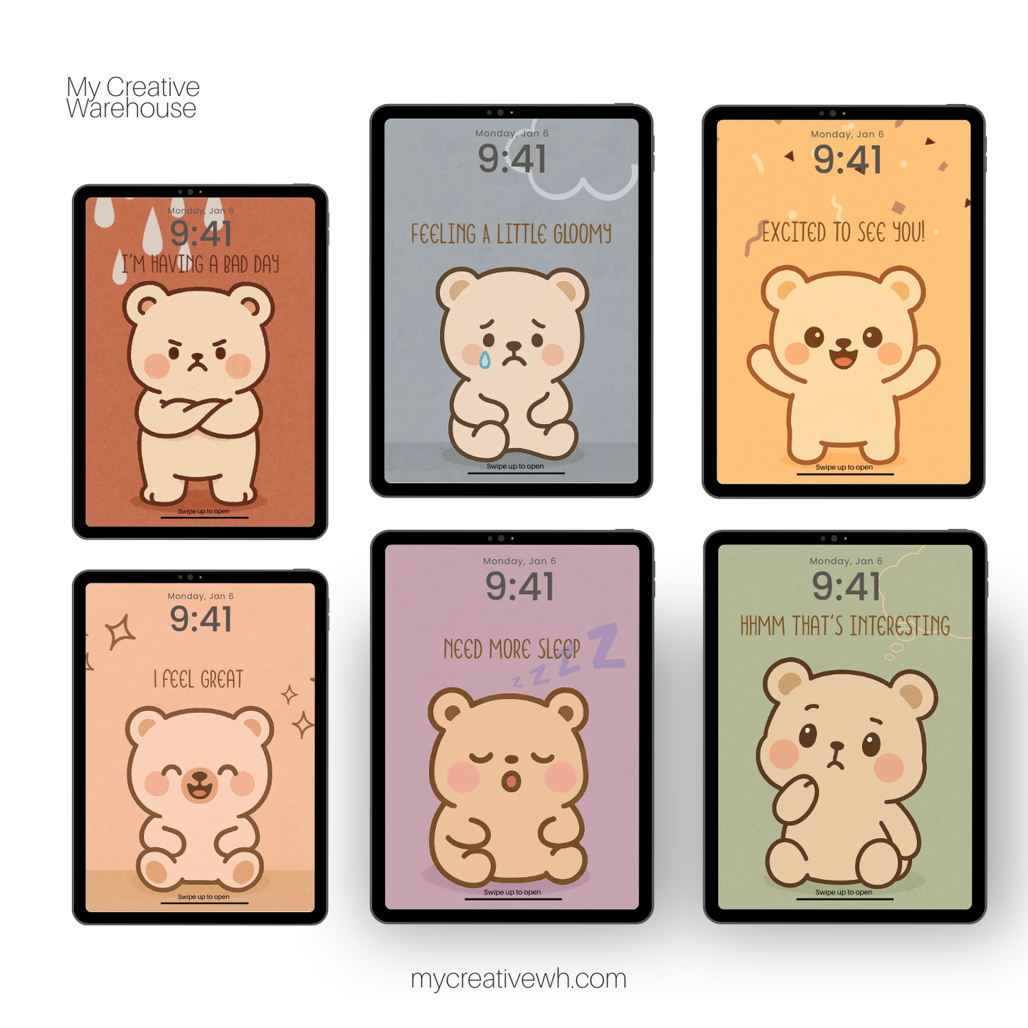 Moody Kawaii Teddy Bear iPad Wallpapers