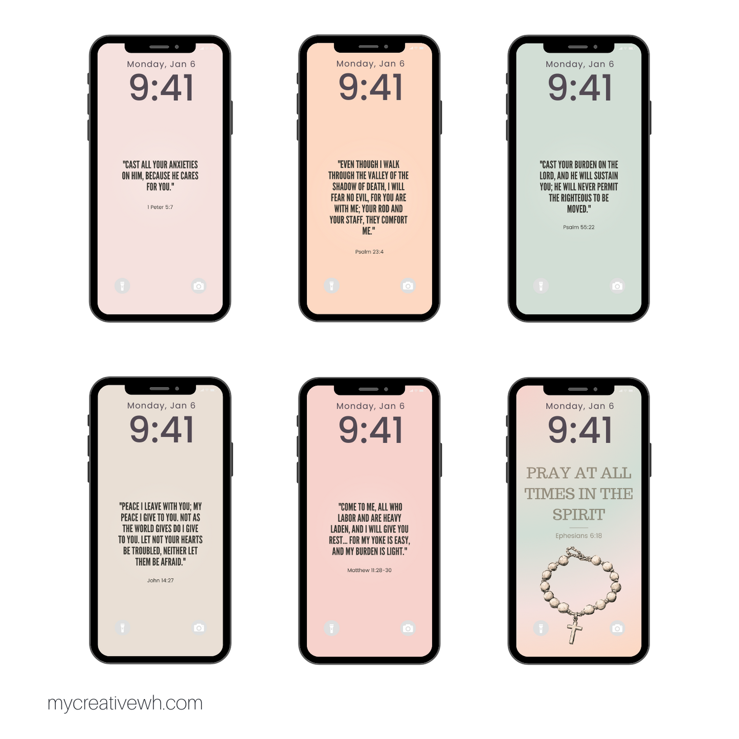 Pink and Mint Mellow Meadow Bible Verse Christian Passages Phone Wallpaper